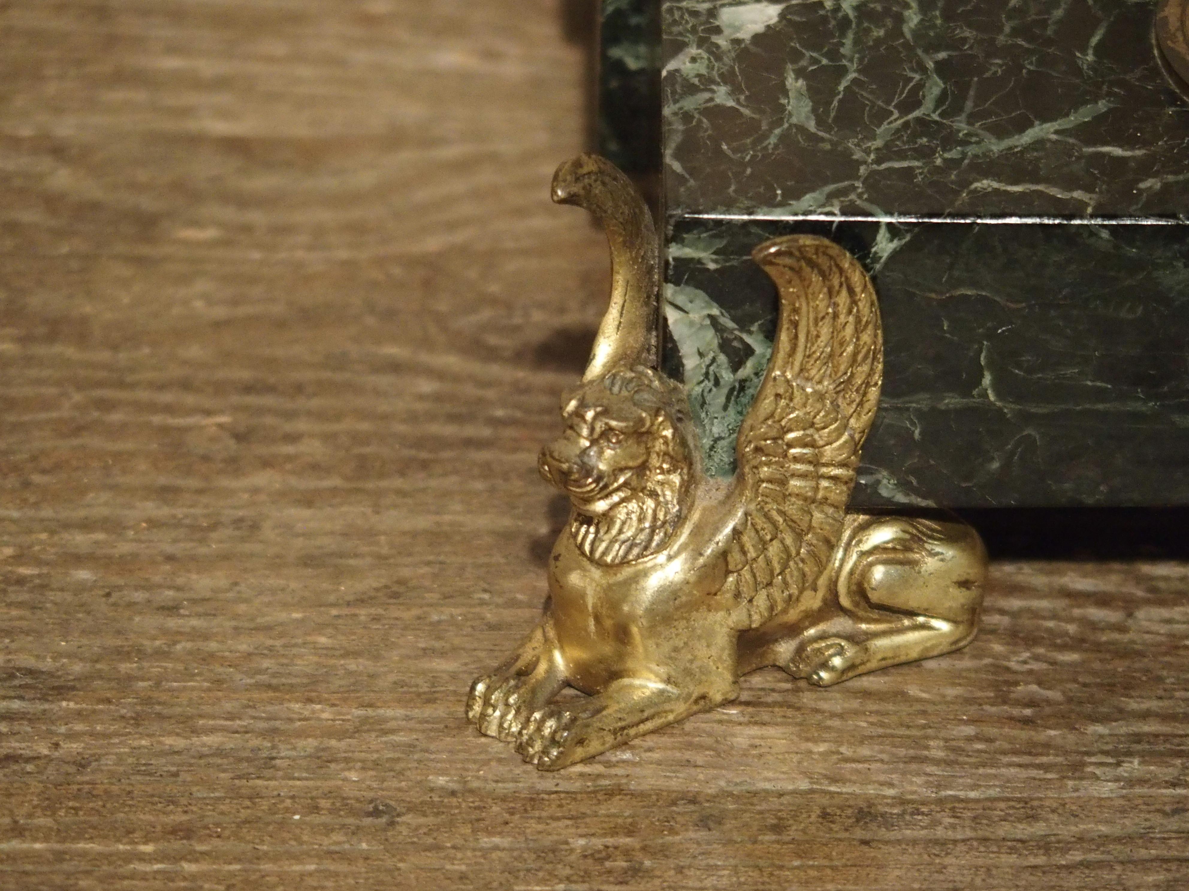 French Empire Style Marble and Bronze Inkwell with Letter Opener, circa 1860 2