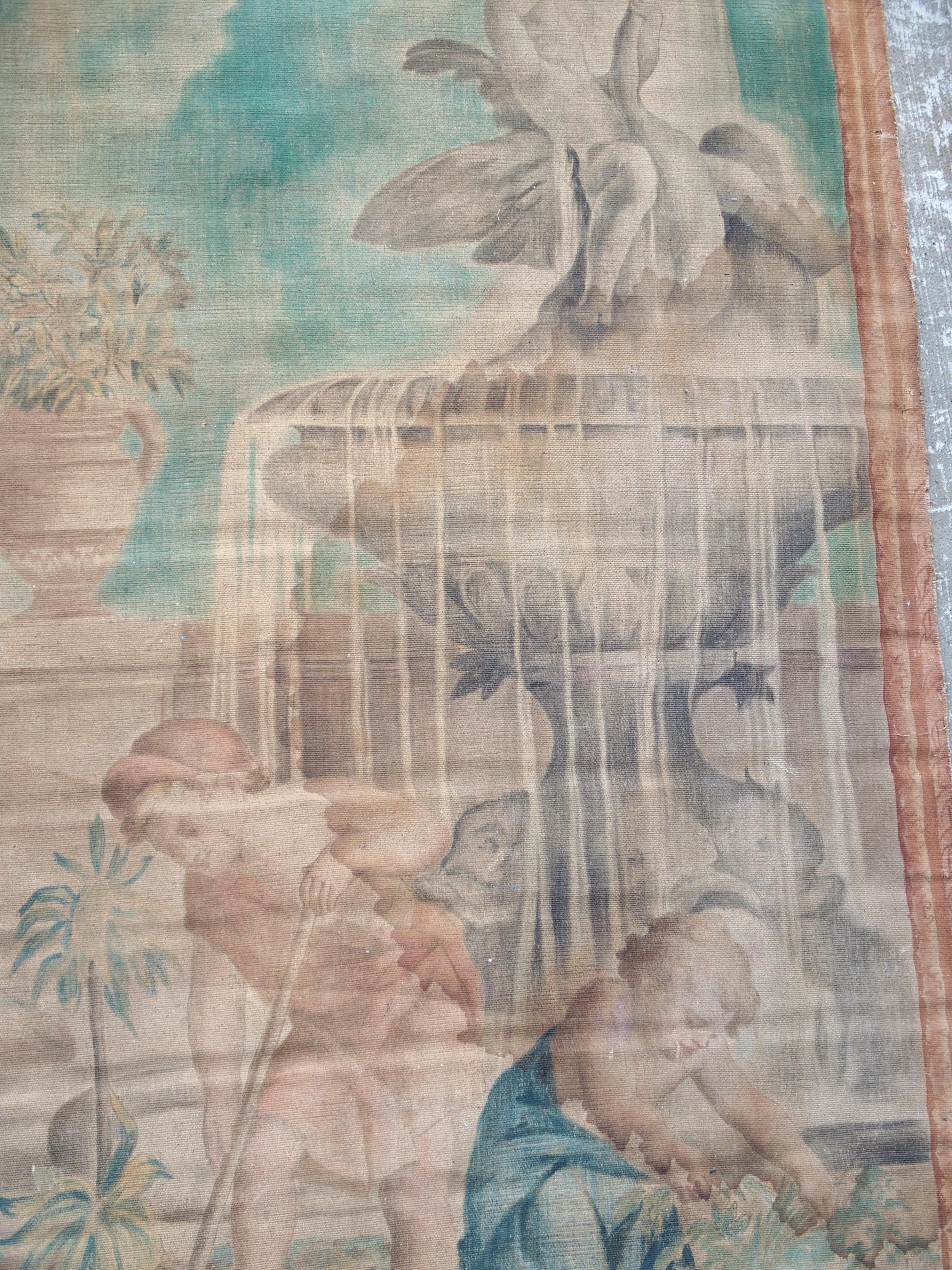 CIRCA 1860 Französische Toile Peinte, Die Kindergärtner, nach Charles Le Brun im Angebot 5