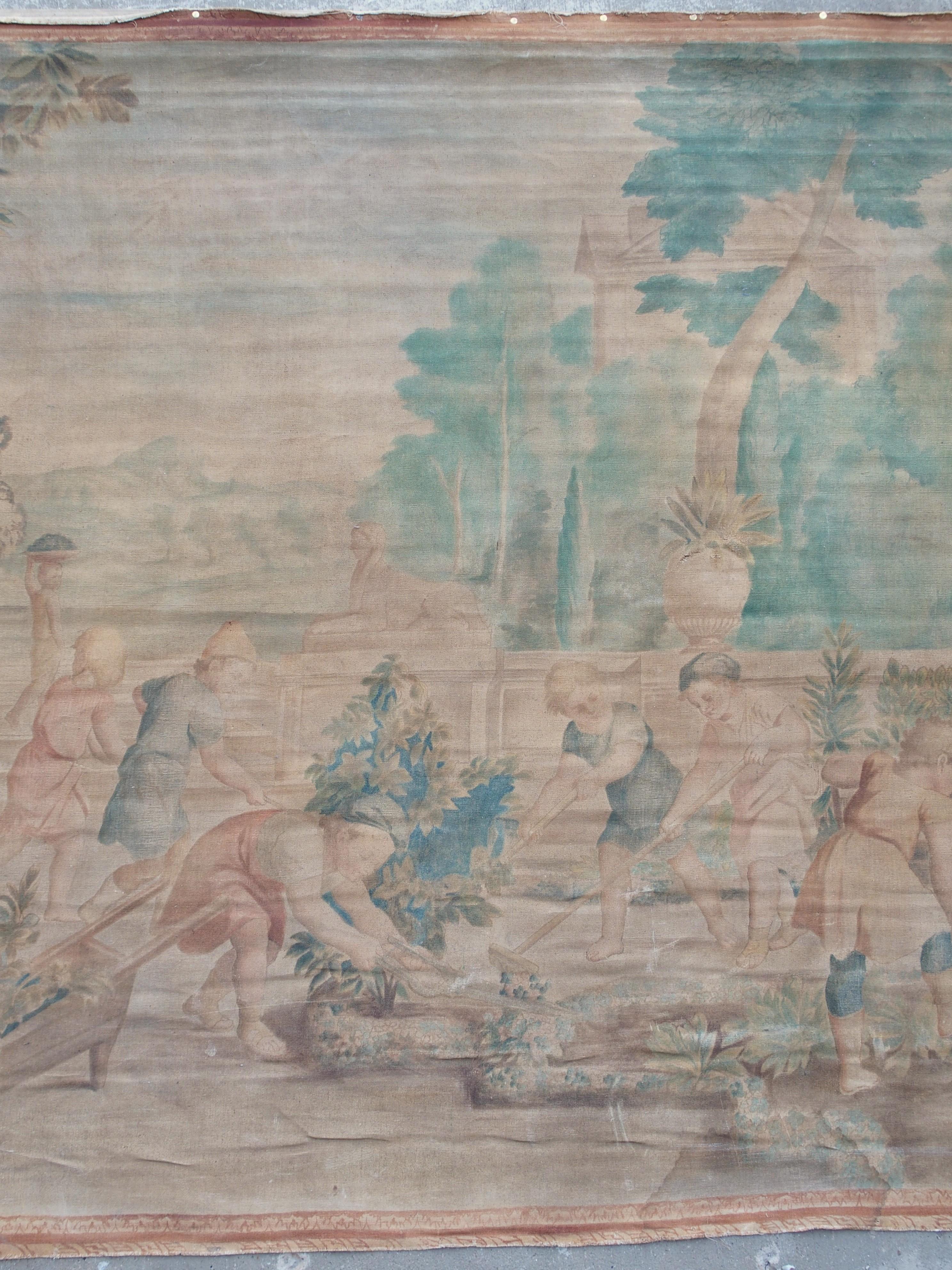 CIRCA 1860 Französische Toile Peinte, Die Kindergärtner, nach Charles Le Brun im Angebot 7