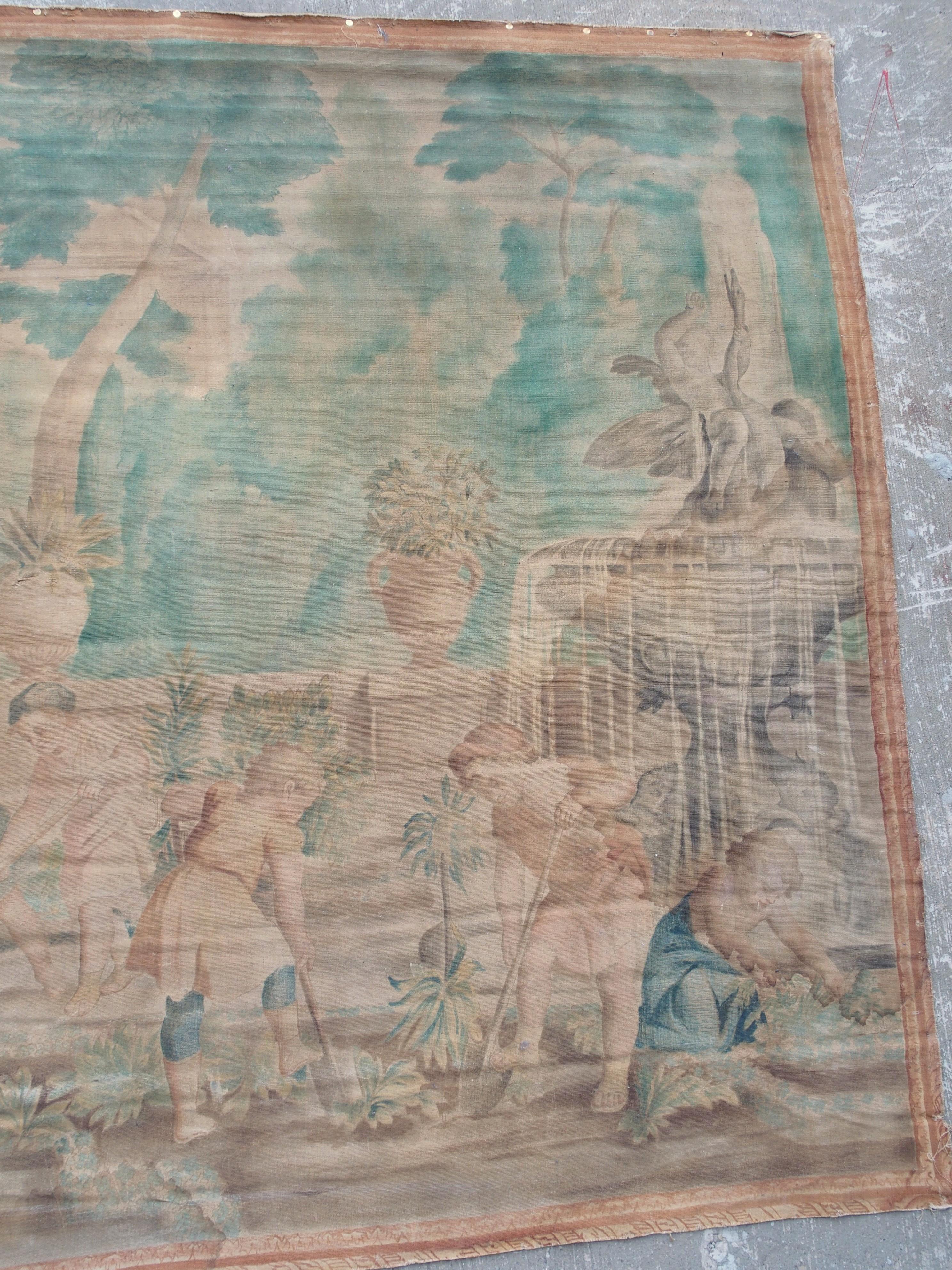 CIRCA 1860 Französische Toile Peinte, Die Kindergärtner, nach Charles Le Brun im Angebot 8