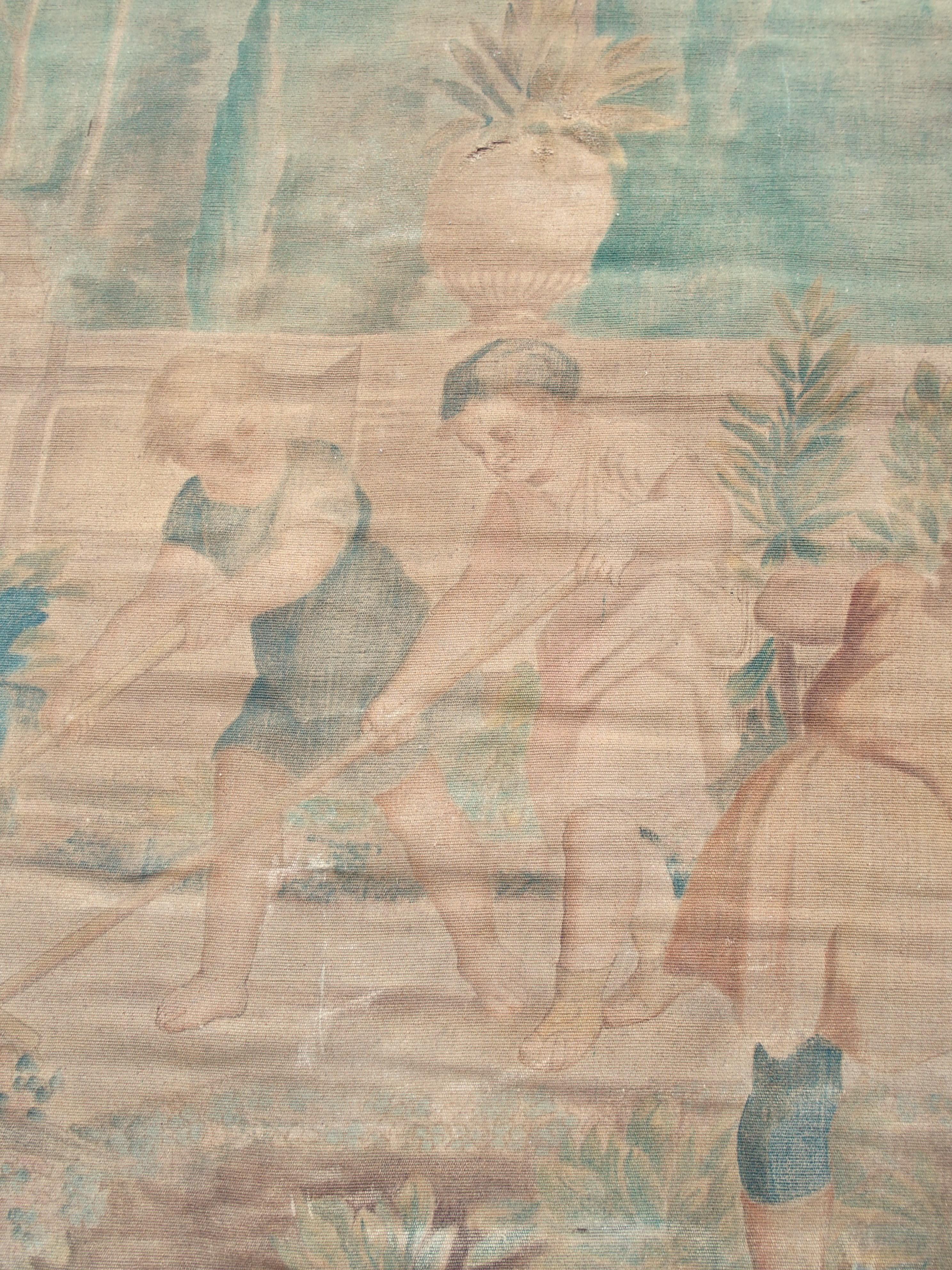 CIRCA 1860 Französische Toile Peinte, Die Kindergärtner, nach Charles Le Brun (Handbemalt) im Angebot