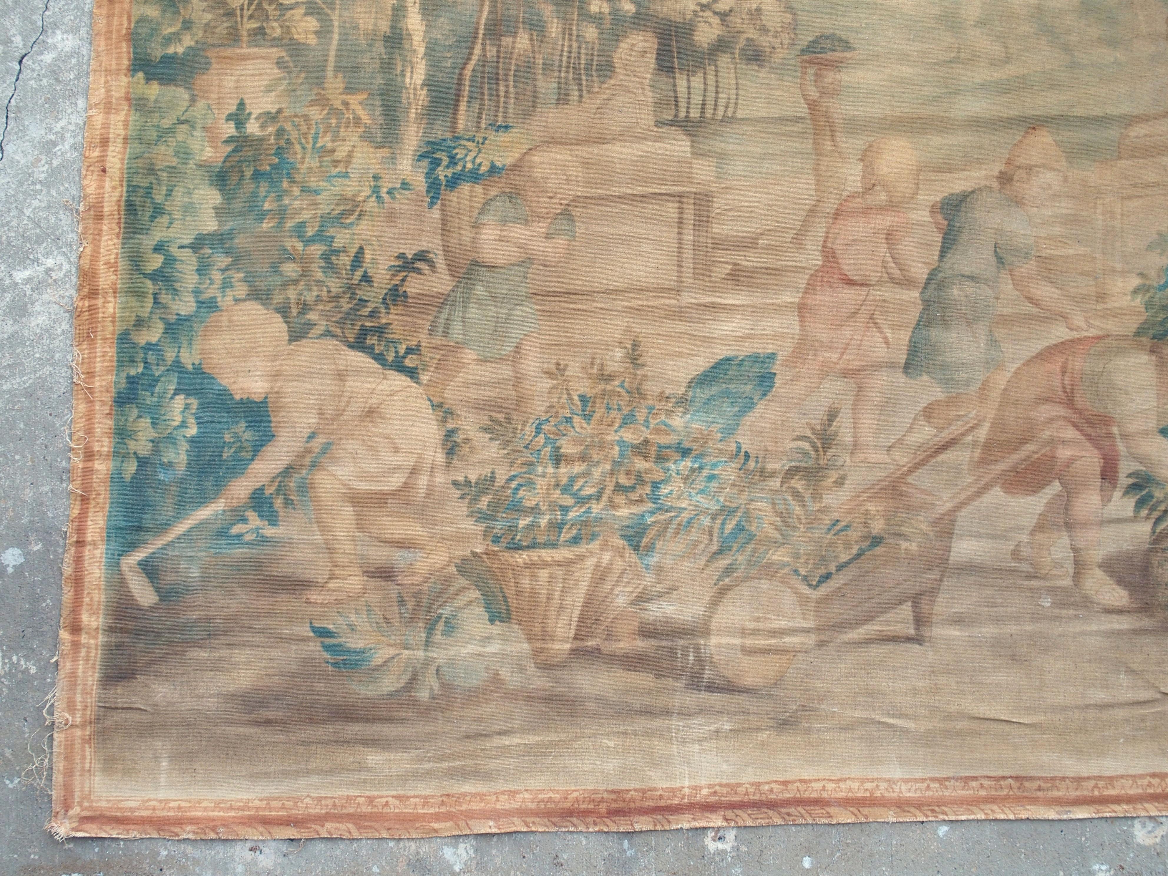 CIRCA 1860 Französische Toile Peinte, Die Kindergärtner, nach Charles Le Brun im Zustand „Gut“ im Angebot in Dallas, TX