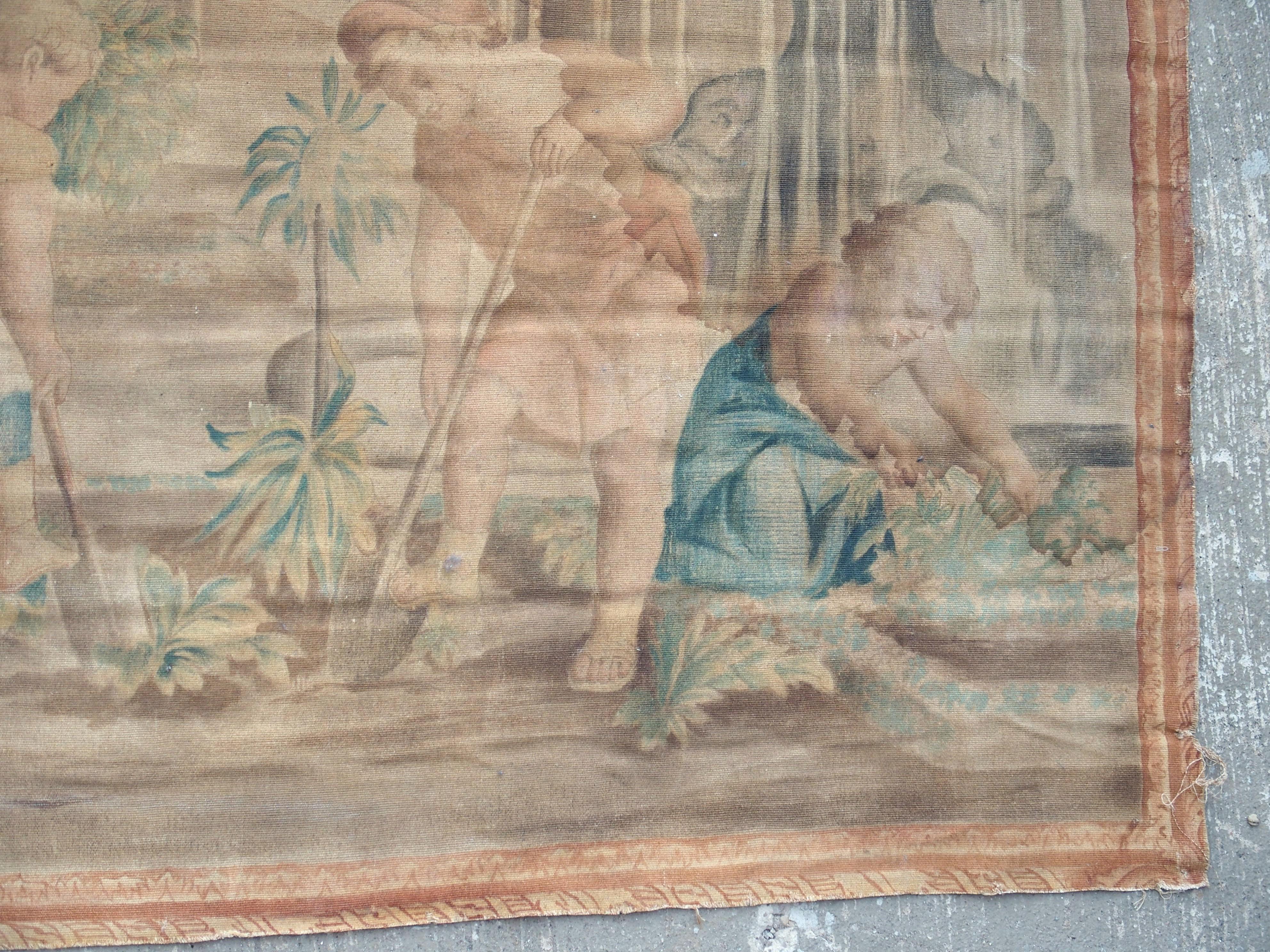 CIRCA 1860 Französische Toile Peinte, Die Kindergärtner, nach Charles Le Brun im Angebot 2