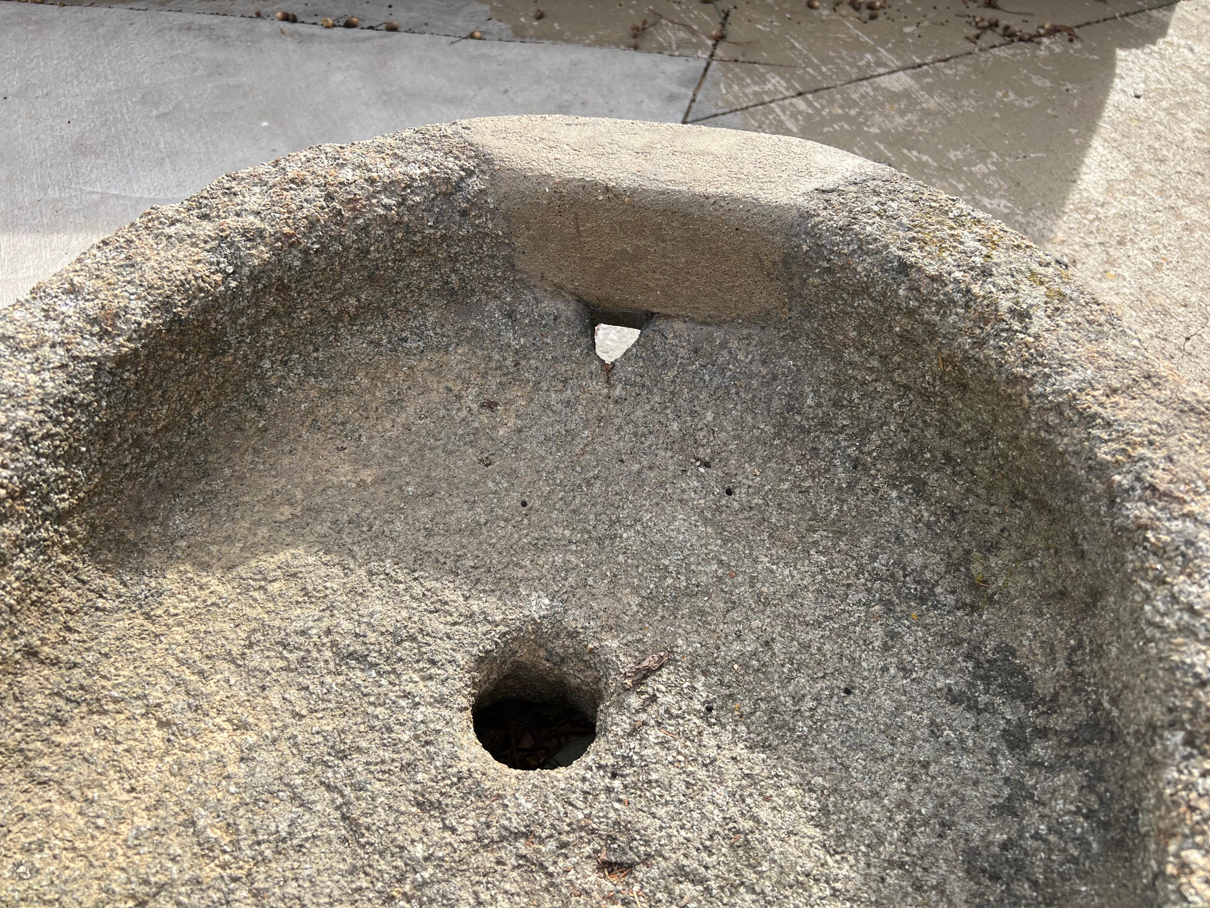 Circa 1860 Granite Mill Stone or Trough Sink from Normandy, France In Good Condition For Sale In Dallas, TX