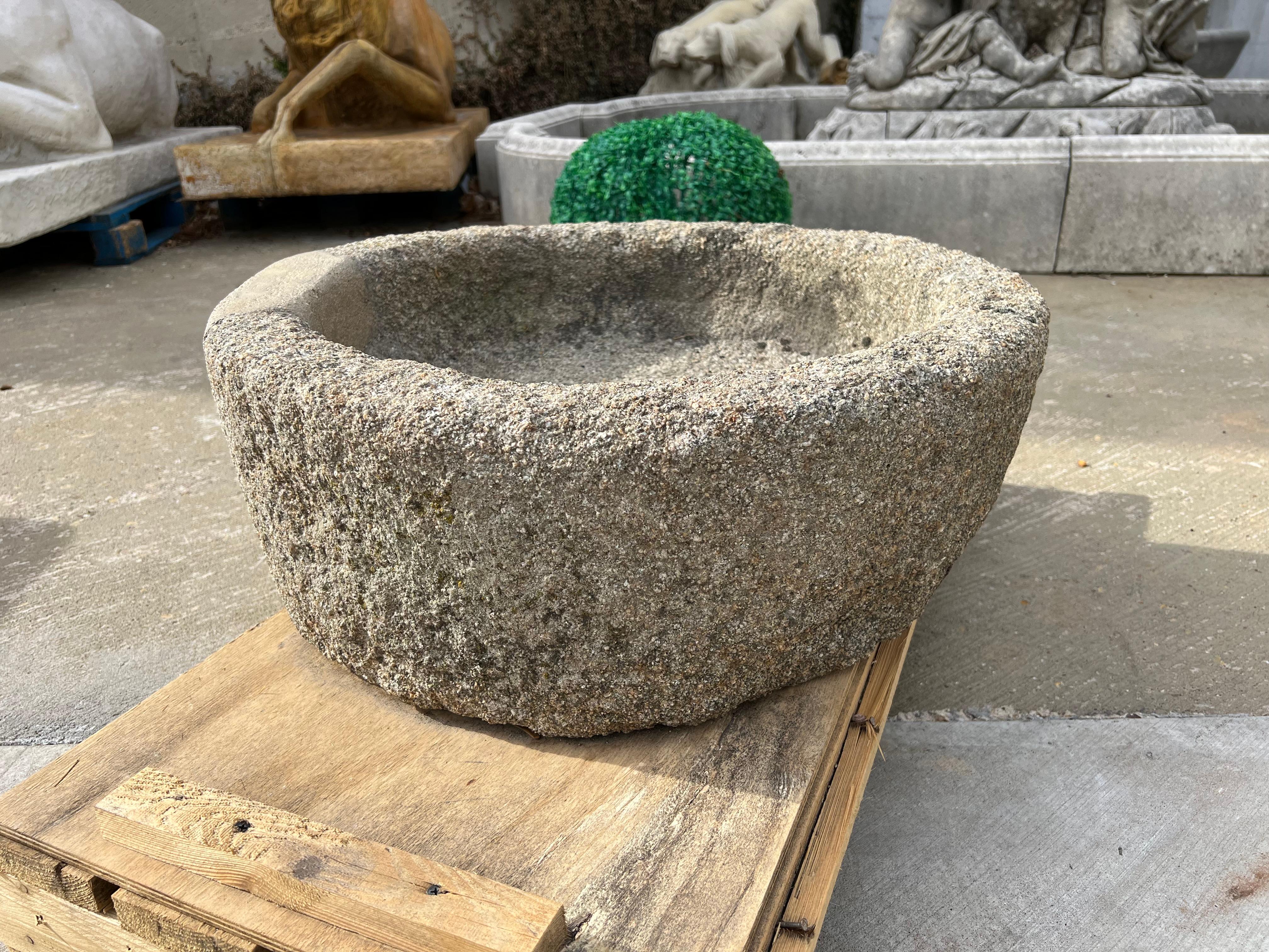 Mid-19th Century Circa 1860 Granite Mill Stone or Trough Sink from Normandy, France For Sale