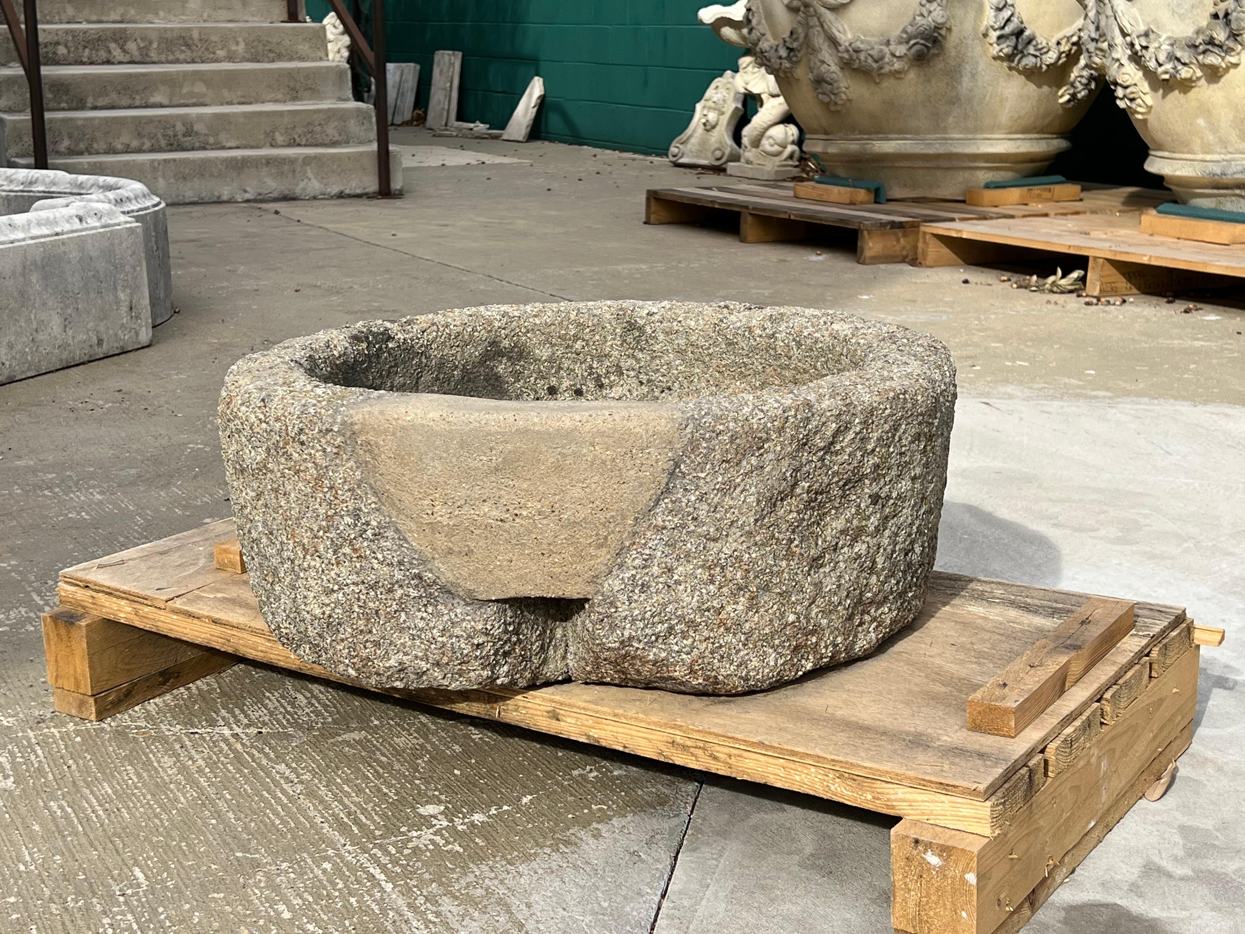 Circa 1860 Granite Mill Stone or Trough Sink from Normandy, France For Sale 1