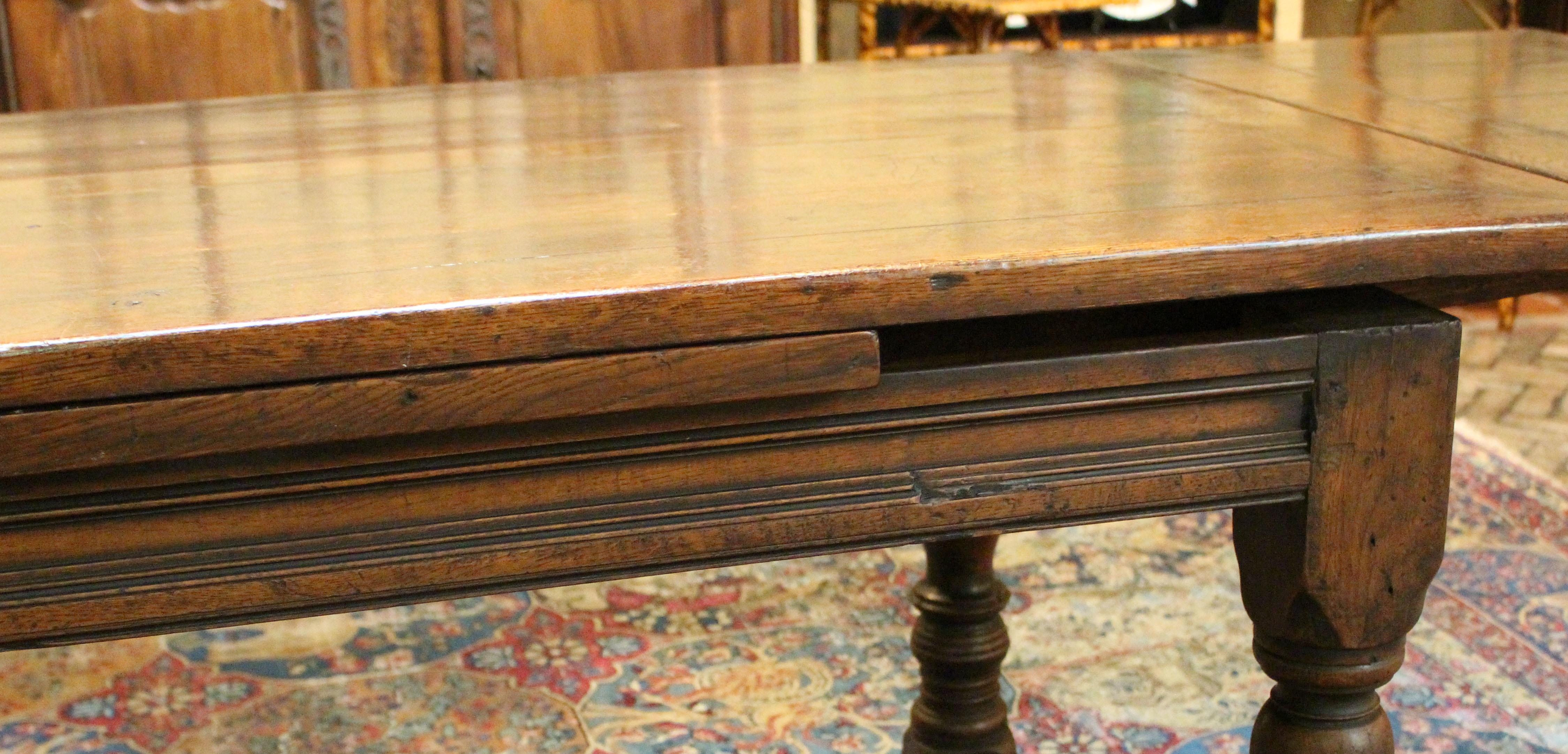 Circa 1860 Jacobean Revival Style Draw Leaf Table In Good Condition In Chapel Hill, NC