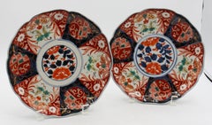 Circa 1860 Japanese Pair of Shaped Imari Plates