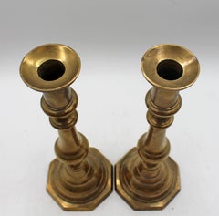 Circa 1860 Pair of English Brass Candlesticks