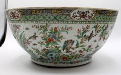 Circa 1860 Qing Dynasty Chinese Export Punch Bowl