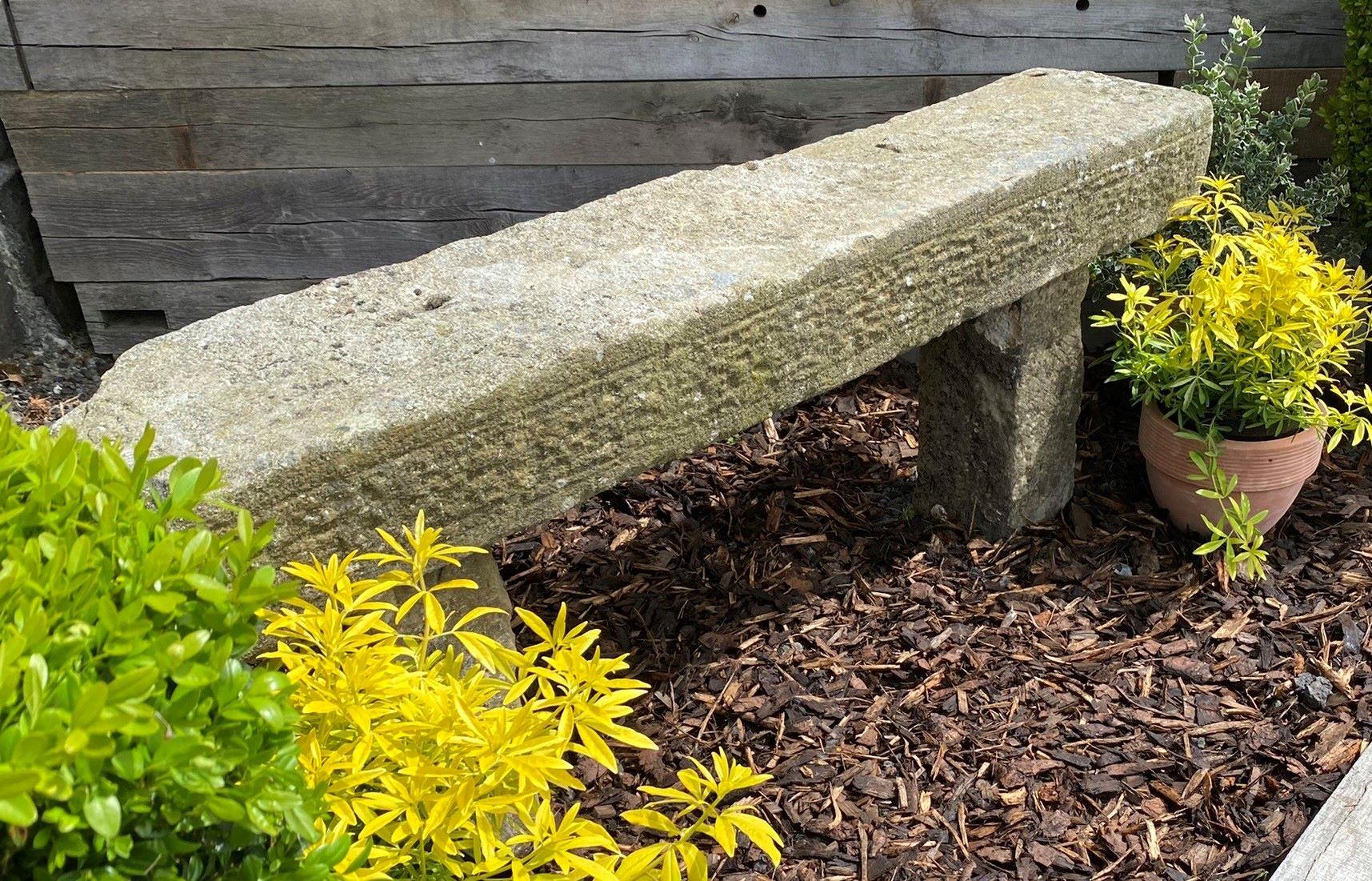 English Carved Stone Sandstone Garden Bench Seat Weathered Garden Feature 1860 For Sale 6