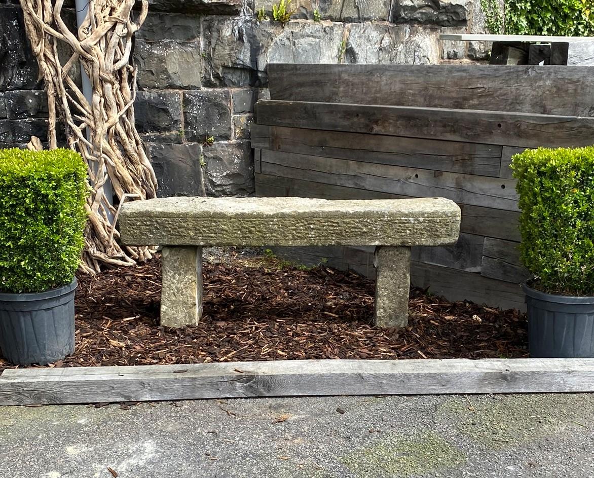 English Carved Stone Sandstone Garden Bench Seat Weathered Garden Feature 1860 For Sale 9