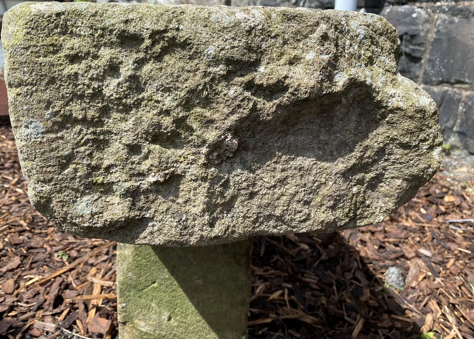 English Carved Stone Sandstone Garden Bench Seat Weathered Garden Feature 1860 In Good Condition For Sale In Llanbrynmair, GB
