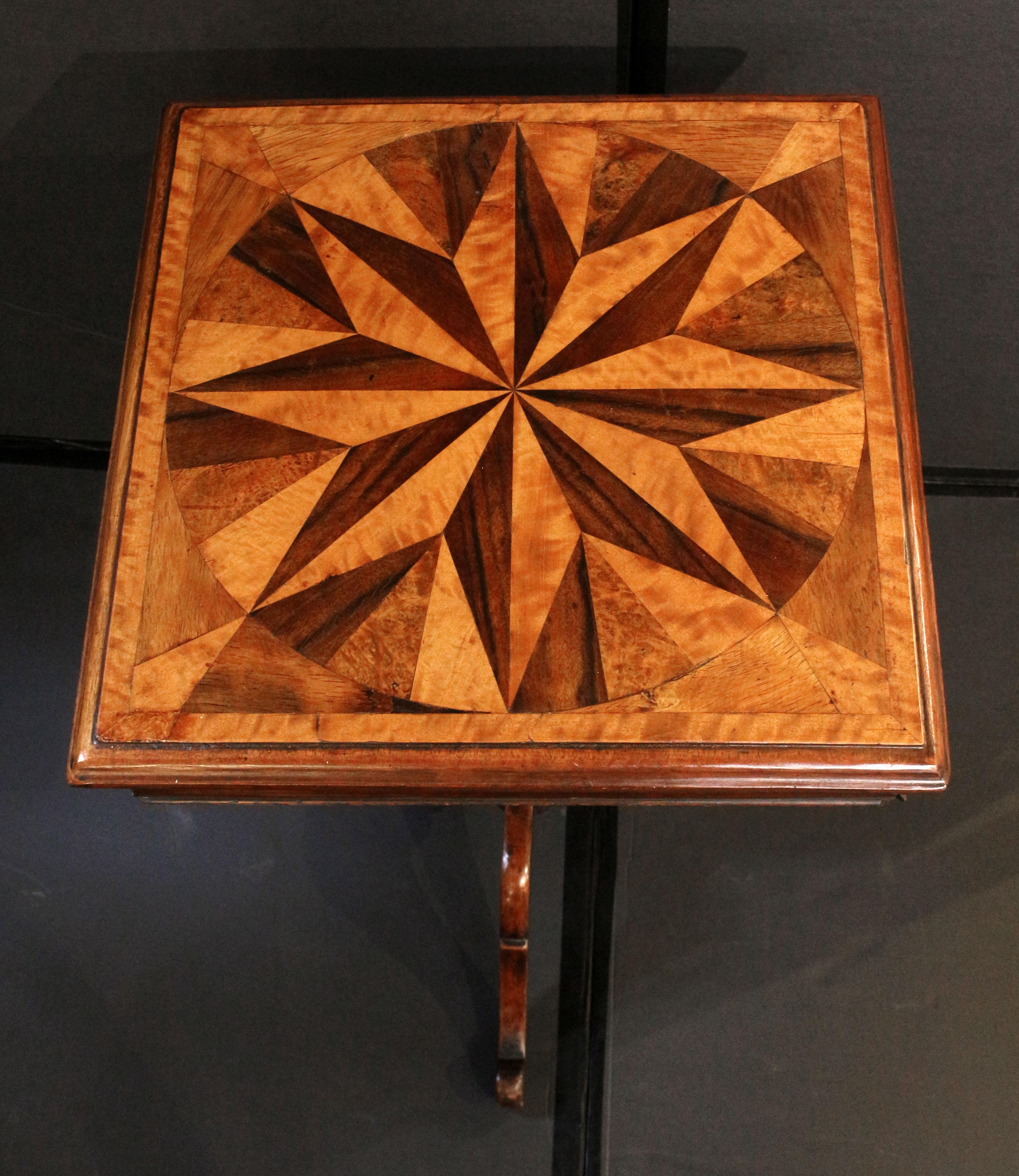 Circa 1860 Star Inlaid Top Side Table with Drawer, English For Sale 2