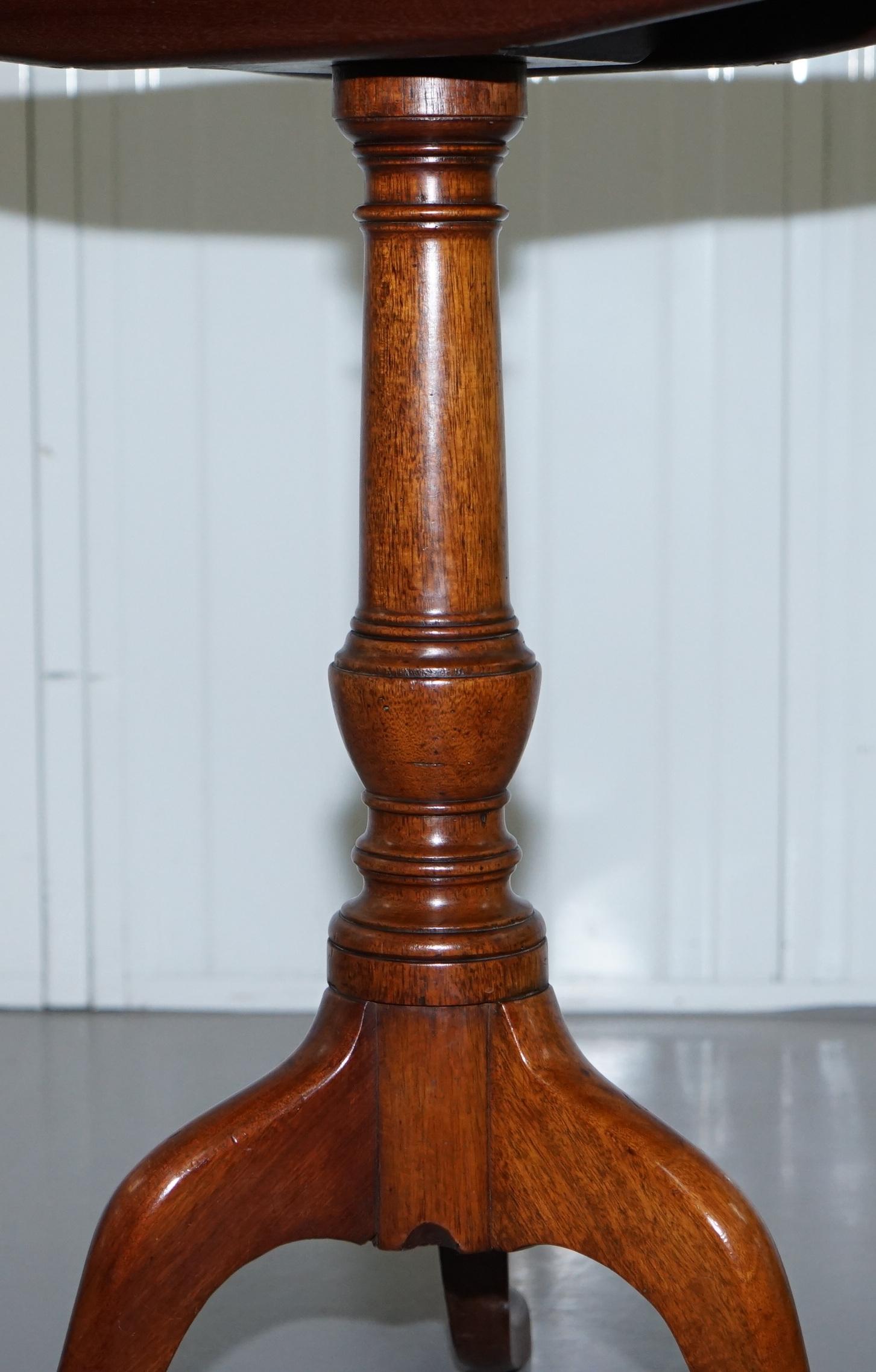 Victorian Tripod Side End Lamp Table in Walnut with Tilt Top Function circa 1860 6