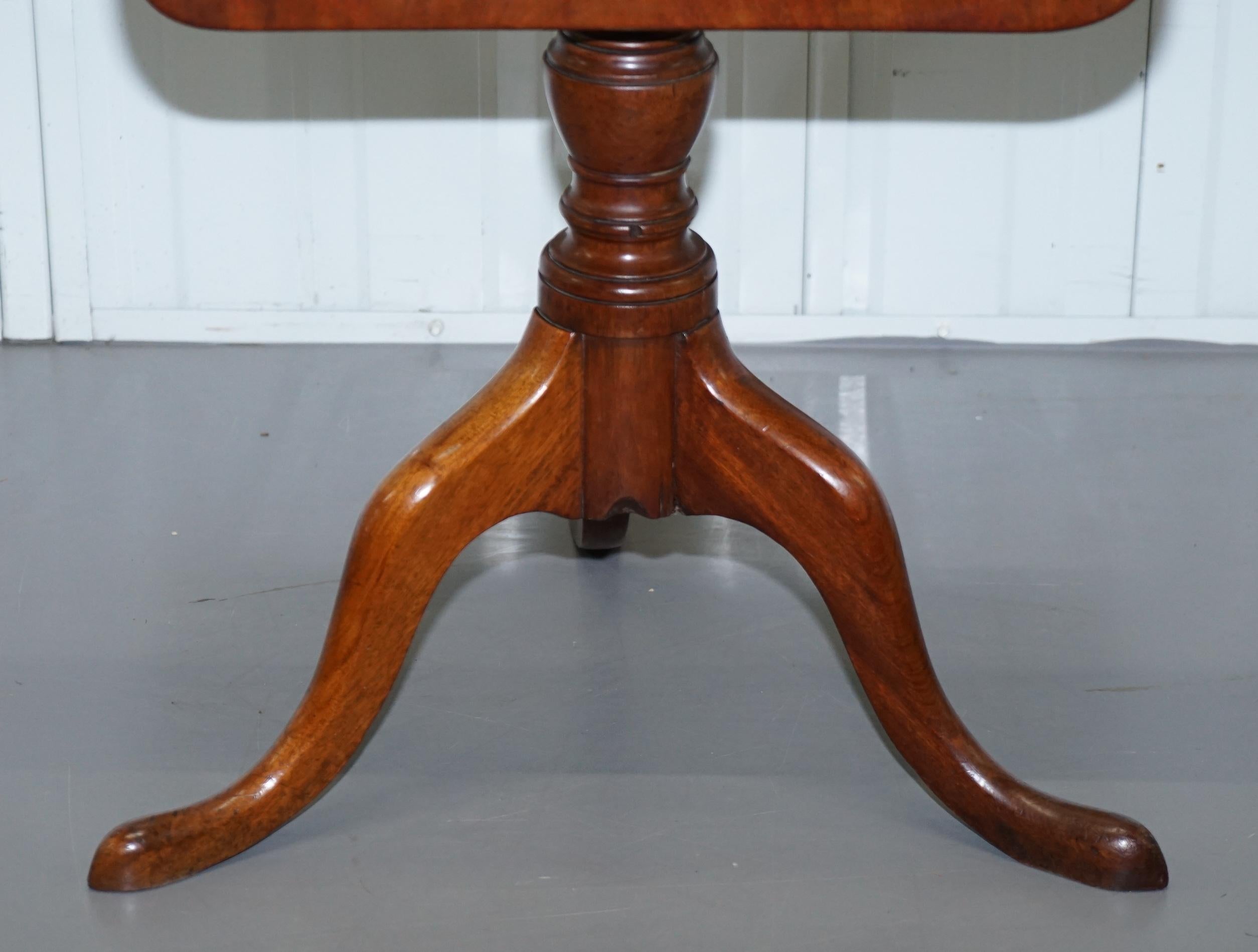 Hand-Crafted Victorian Tripod Side End Lamp Table in Walnut with Tilt Top Function circa 1860