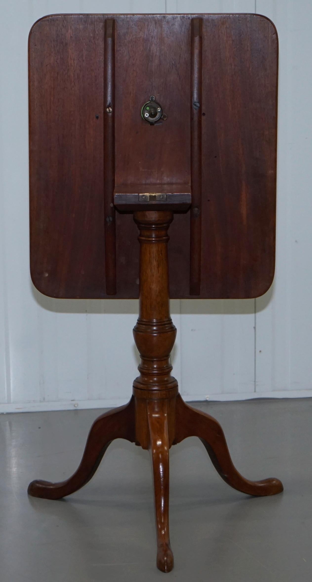Mid-19th Century Victorian Tripod Side End Lamp Table in Walnut with Tilt Top Function circa 1860