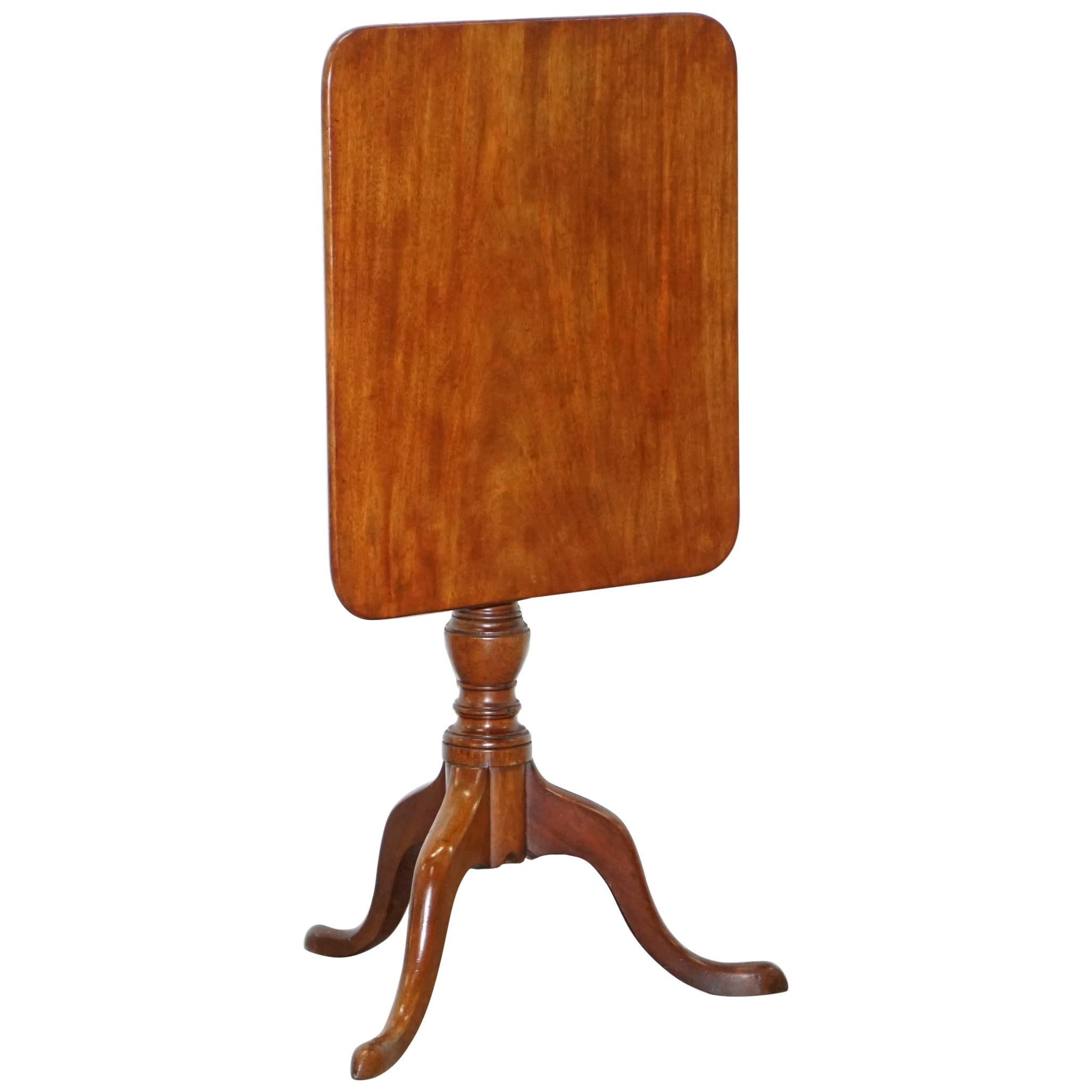 Victorian Tripod Side End Lamp Table in Walnut with Tilt Top Function circa 1860