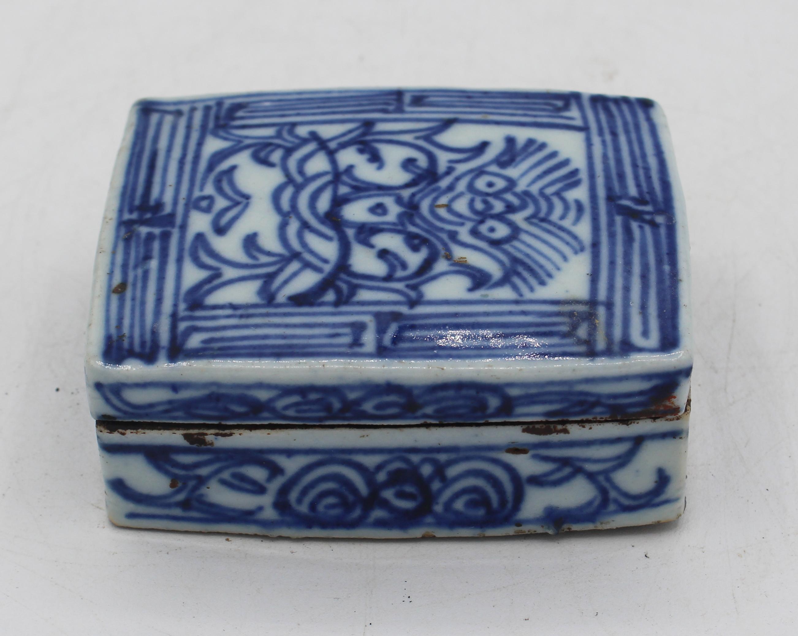 Qing Circa 1860s Chinese Blue & Celadon Double Ink Cake Box