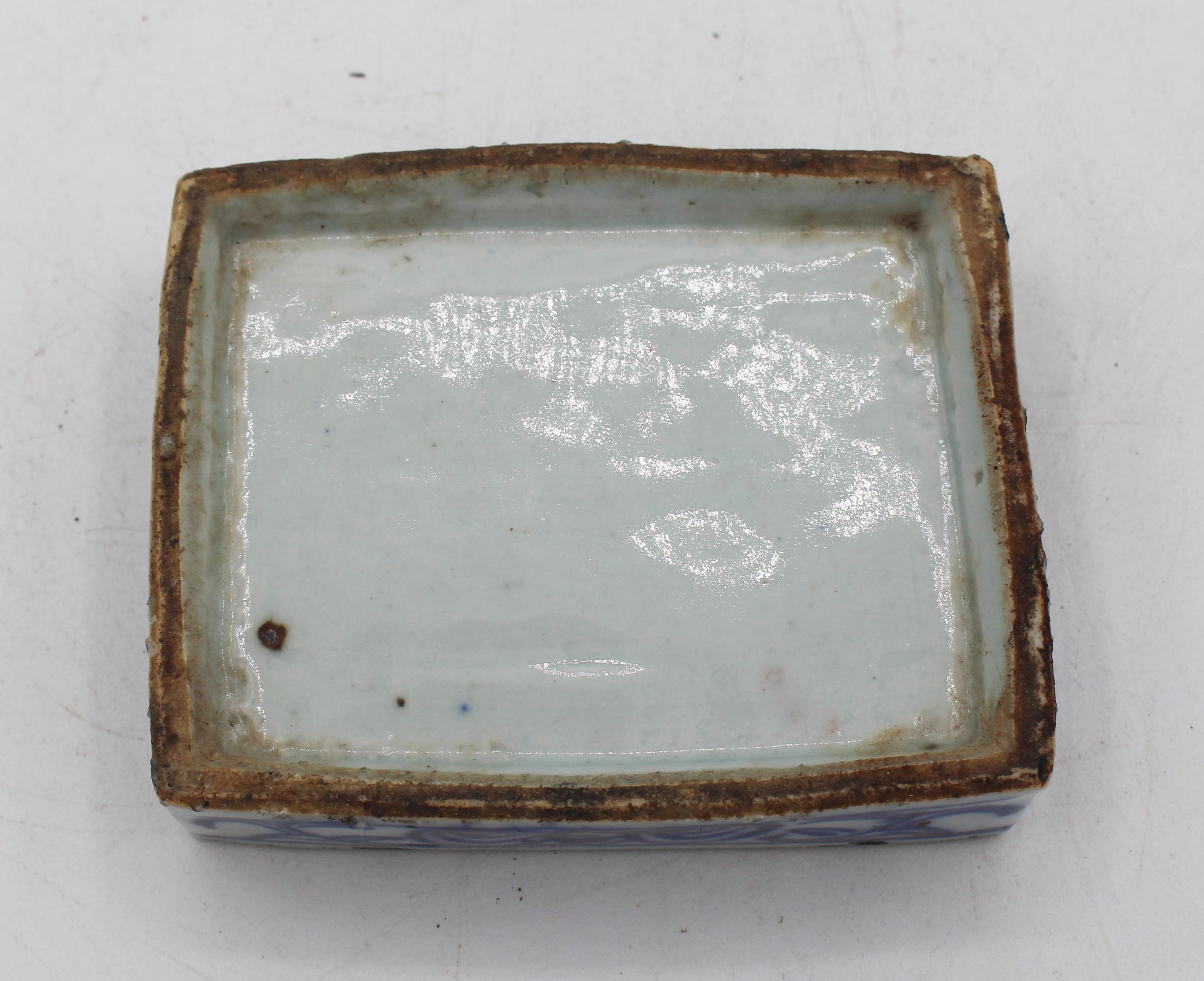 Porcelain Circa 1860s Chinese Blue & Celadon Double Ink Cake Box