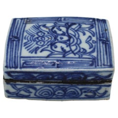 Circa 1860s Chinese Blue & Celadon Double Ink Cake Box