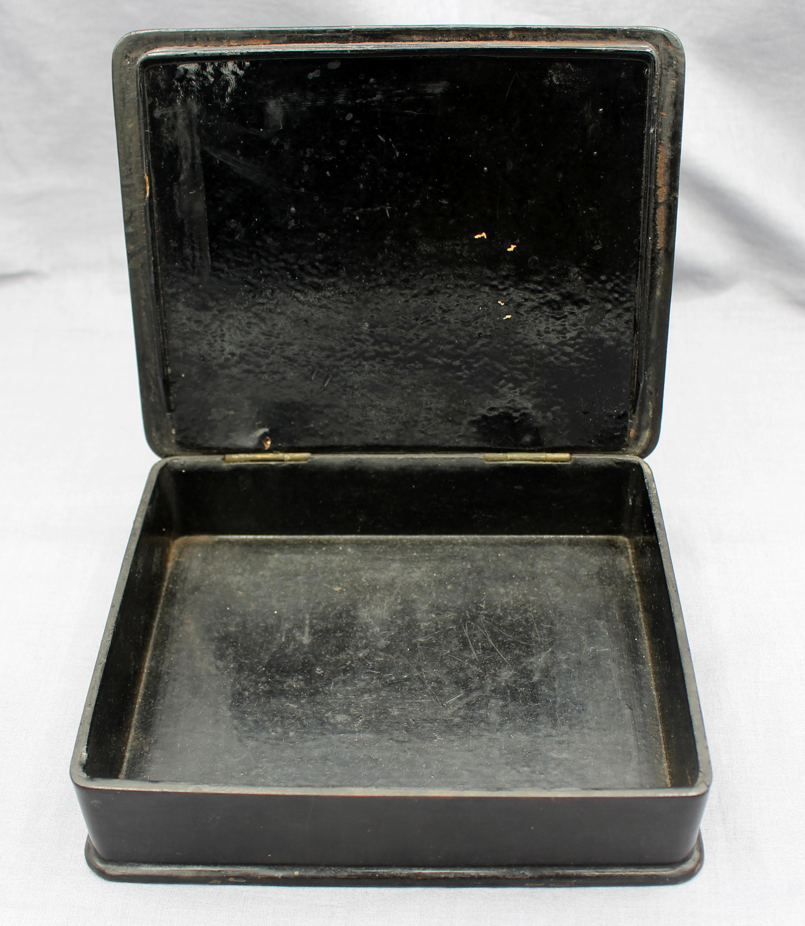 Gilt Circa 1860s Chinese Export Papier Mache Box