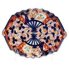 Circa 1860s Japanese Double Fan Motif & Shape Imari Chop Plate