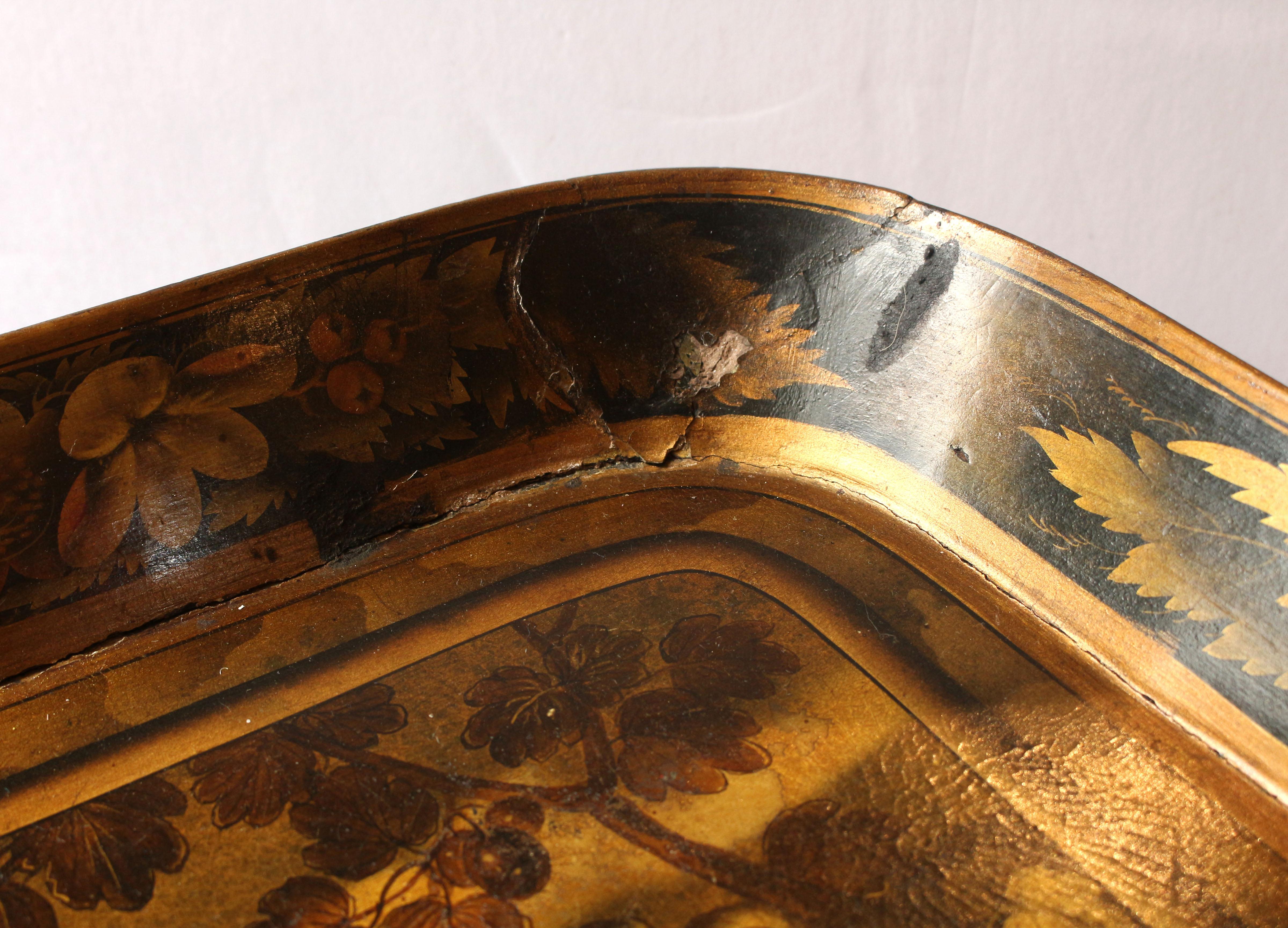 Mid-19th Century circa 1860s Papier Mache Tray on Coffee Table Stand For Sale