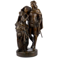 Antique Romeo and Juliet French Bronze Sculpture by Deniere, circa 1860s