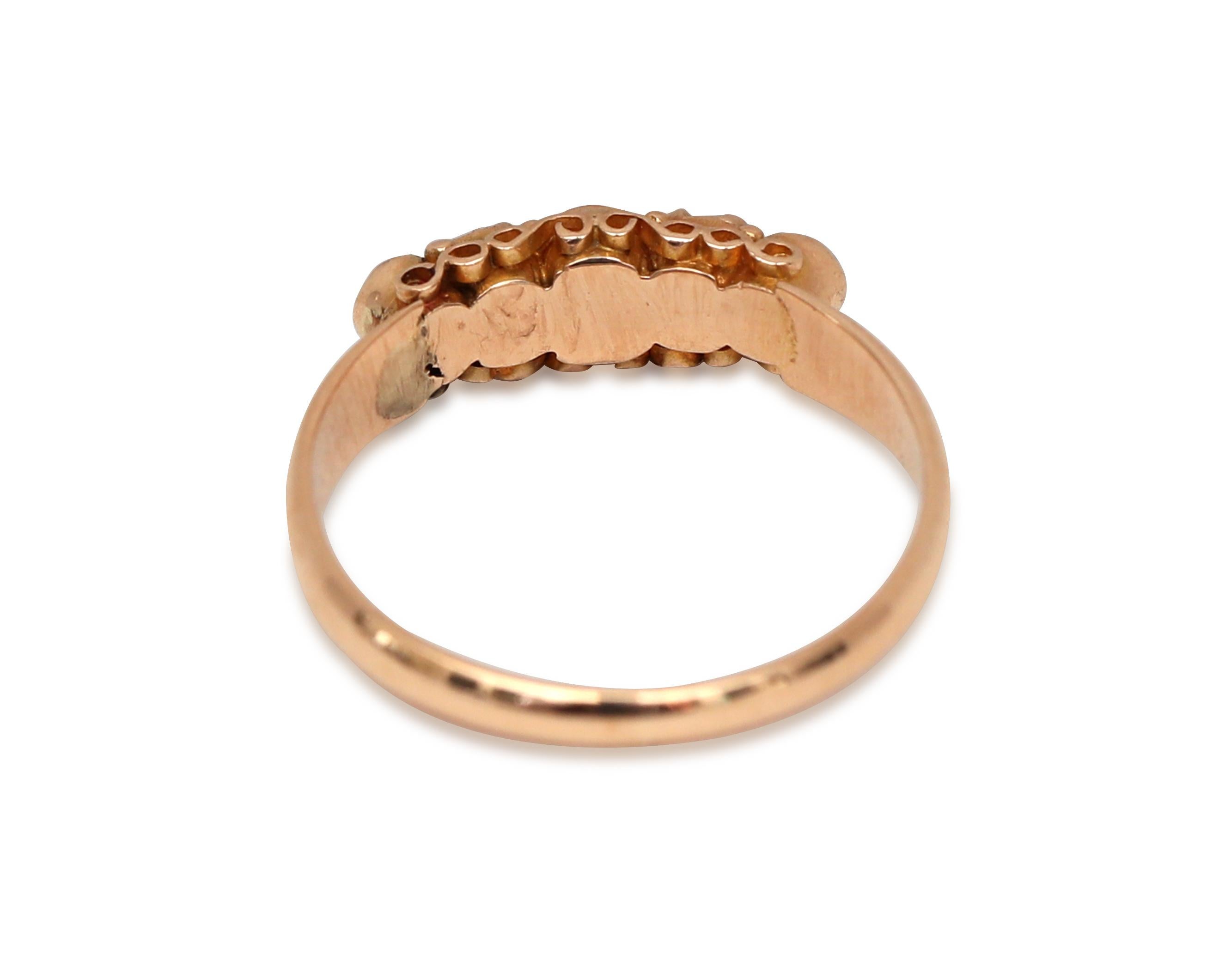 British Victorian Pearl and Diamond Five-Stone Ring, circa 1864 In Fair Condition In Addison, TX