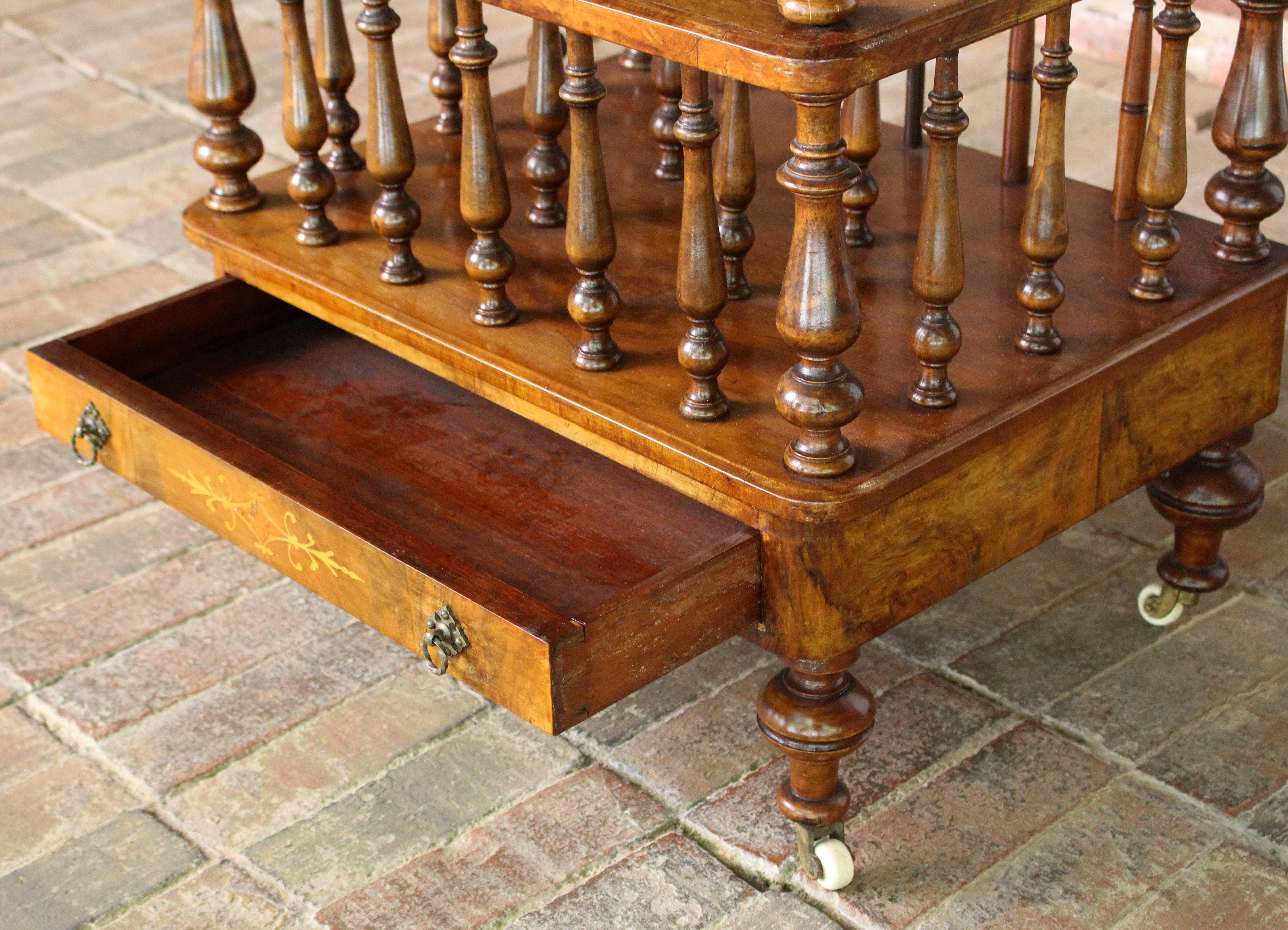 Circa 1865-85 Burl Walnut Canterbury Stand Table In Good Condition For Sale In Chapel Hill, NC