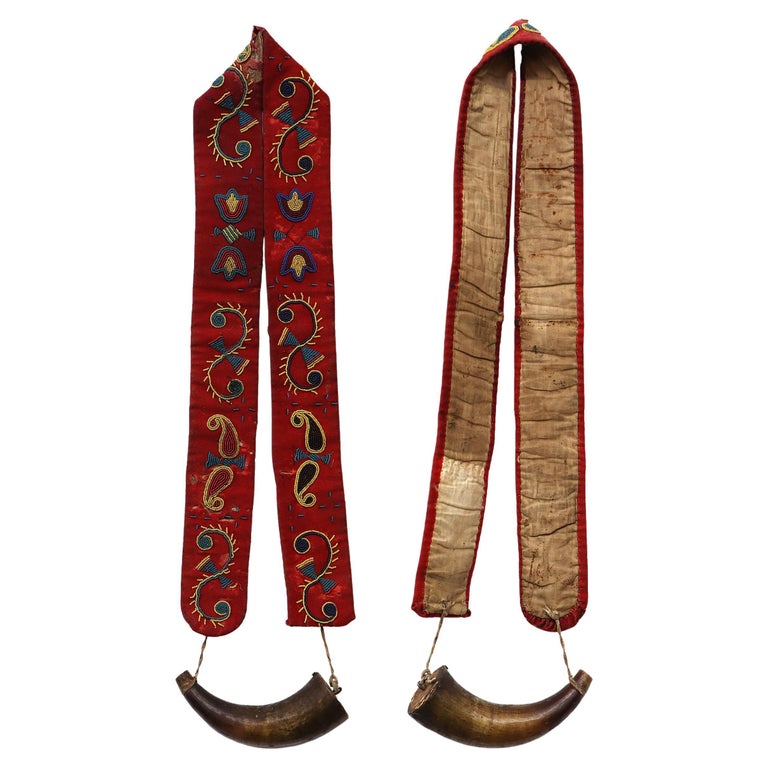 VTG Tribal Ethnic Horn Festival Cord Beaded Tie Belt Tribal Beaded Belt With Brass Buckle and Hanging Bells Belly  main image 4