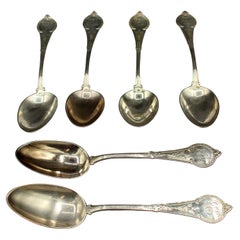 Circa 1870-75 Set of 6 Comstock Pattern Dessert Spoons