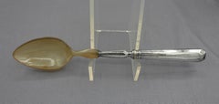 Circa 1870-80 Pair of French Silver & Horn Salad Servers