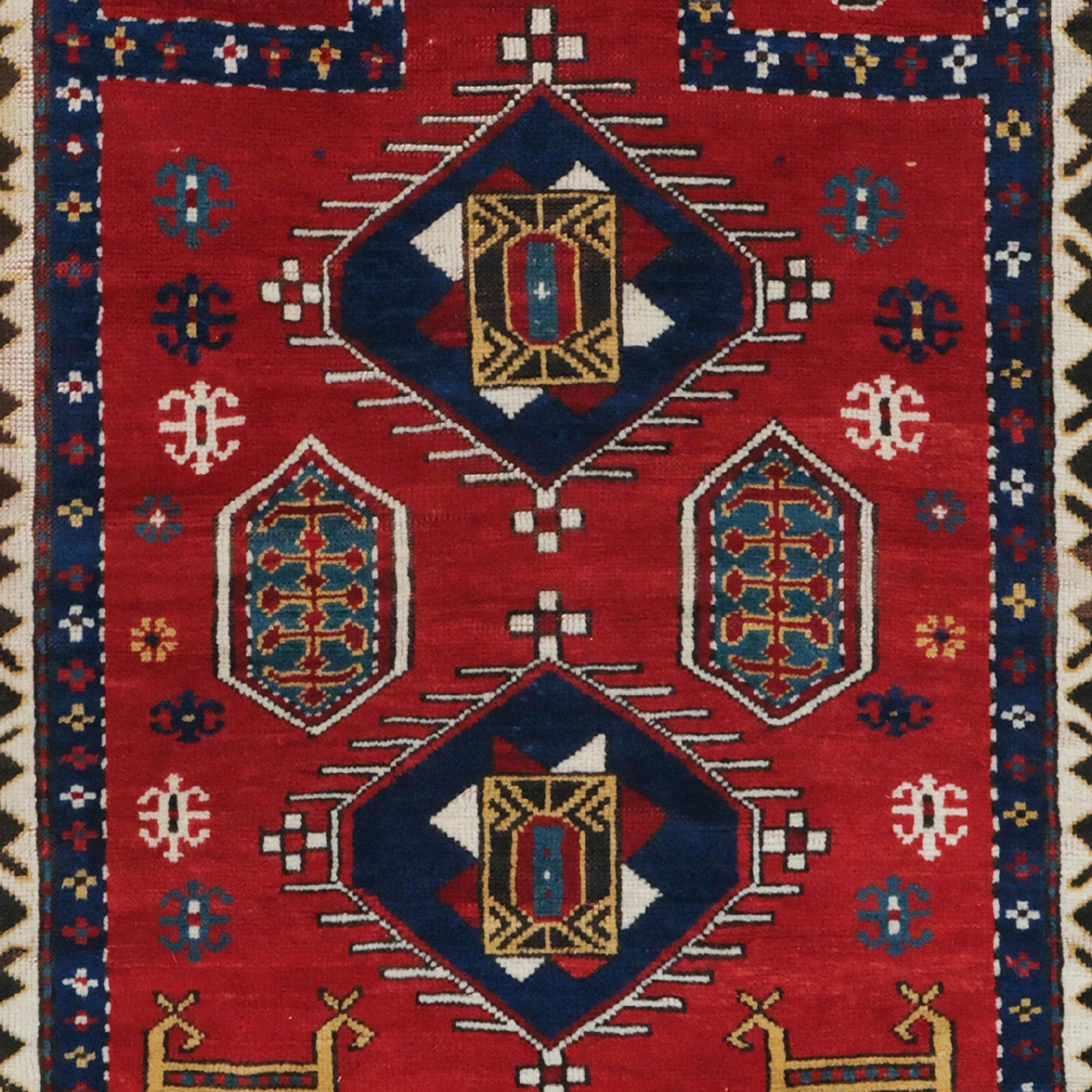 Caucasien Tapis de prière Fahrola du Caucase, Circa 1870-80's - Tapis de laine ancien en vente