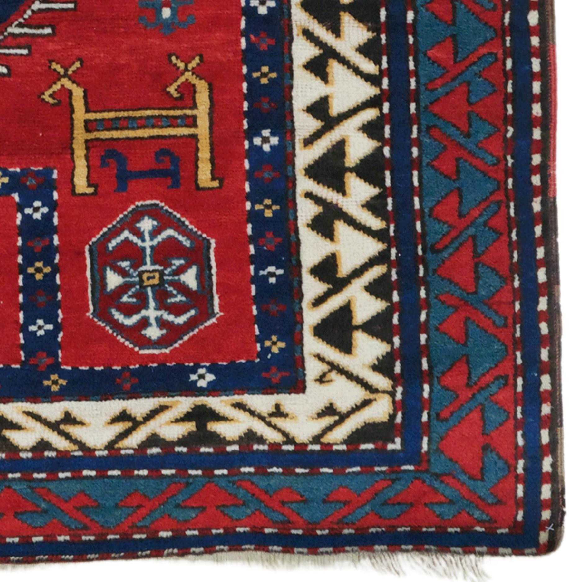 XIXe siècle Tapis de prière Fahrola du Caucase, Circa 1870-80's - Tapis de laine ancien en vente