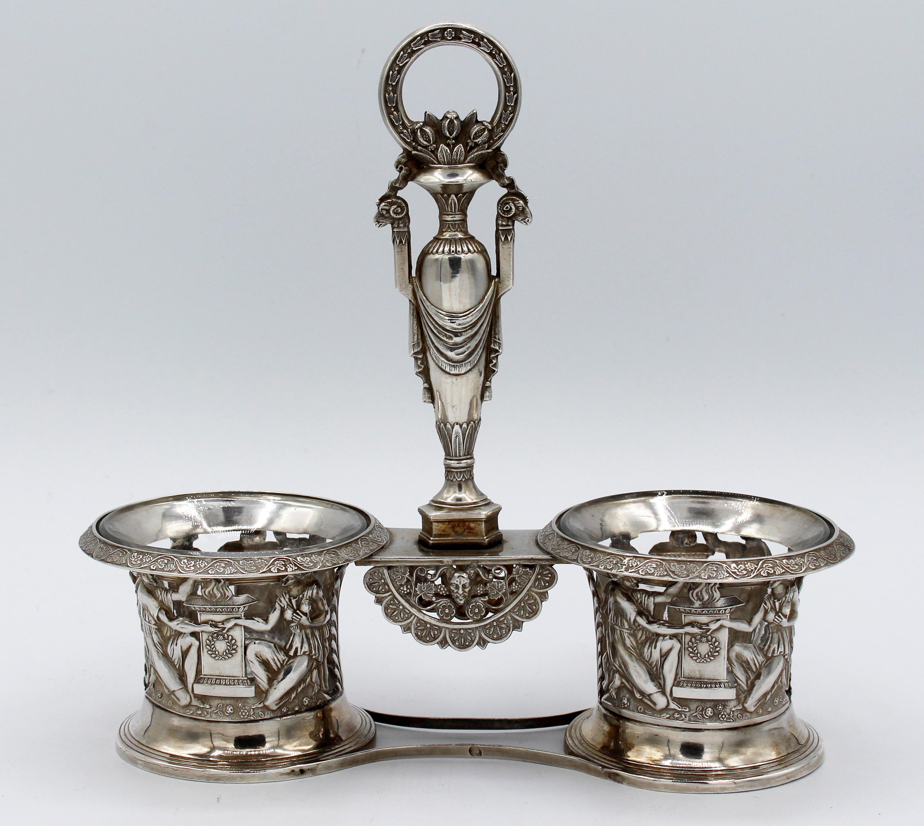 Circa 1870-1890, Neoclassical Condiment Set In Good Condition In Chapel Hill, NC