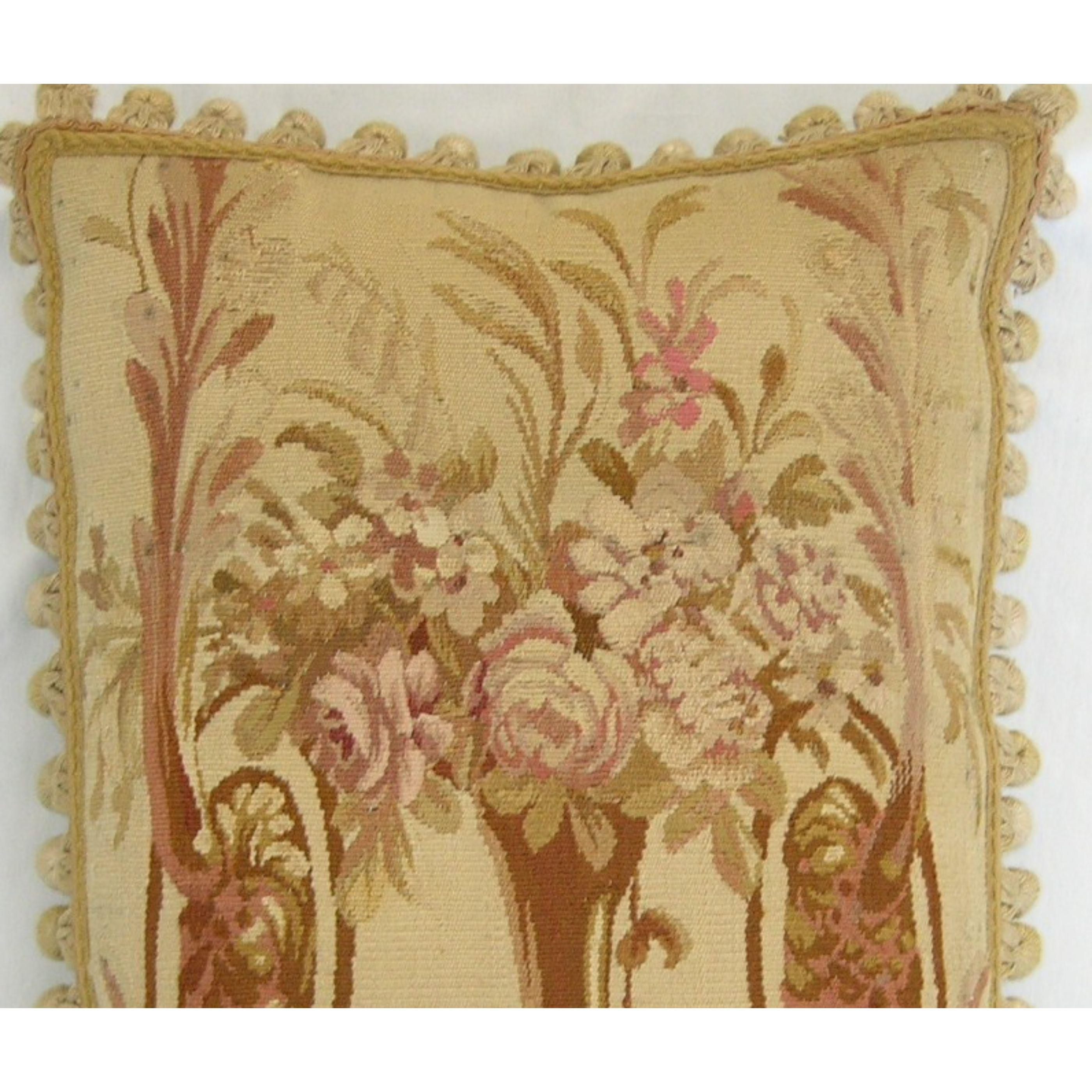 Circa 1870 Antique French Aubusson Tapestry Pillow In Good Condition For Sale In Los Angeles, US