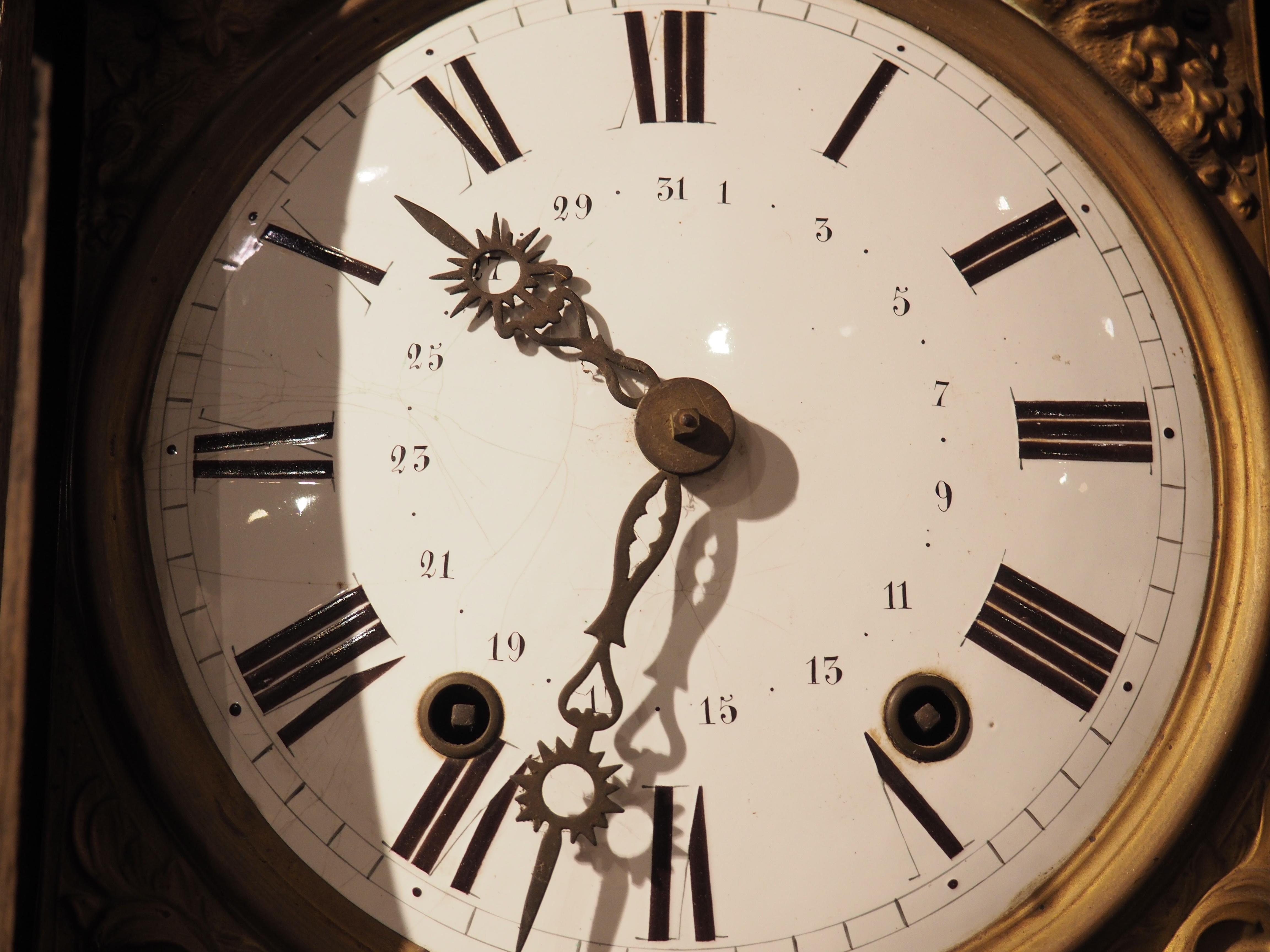 Bleached Oak Horloge De Parquet Clock Case from Liege, Belgium, circa 1870 7