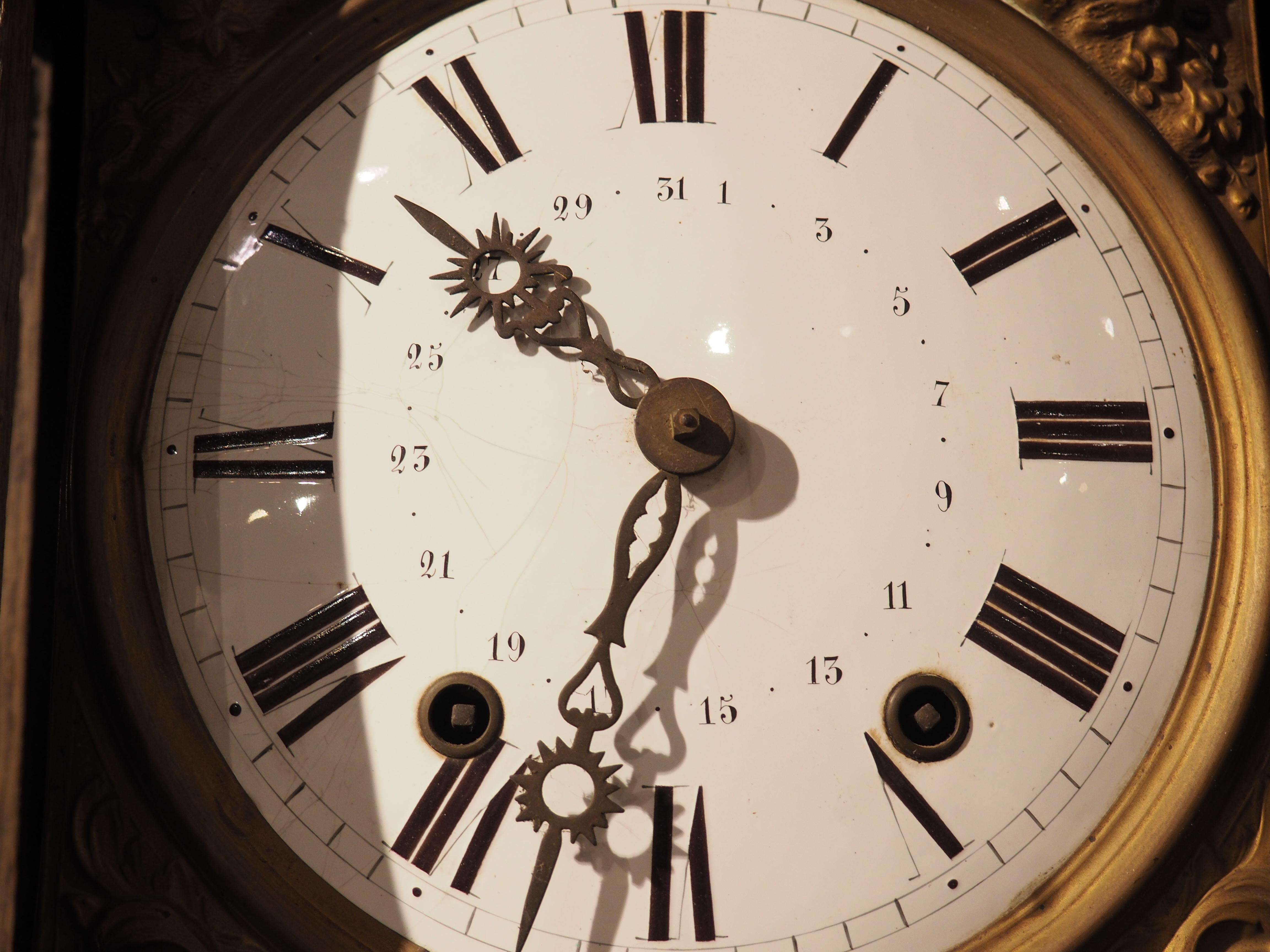 Horloge de parquet en chêne blanchi vers 1870, Liege, Belgique 8