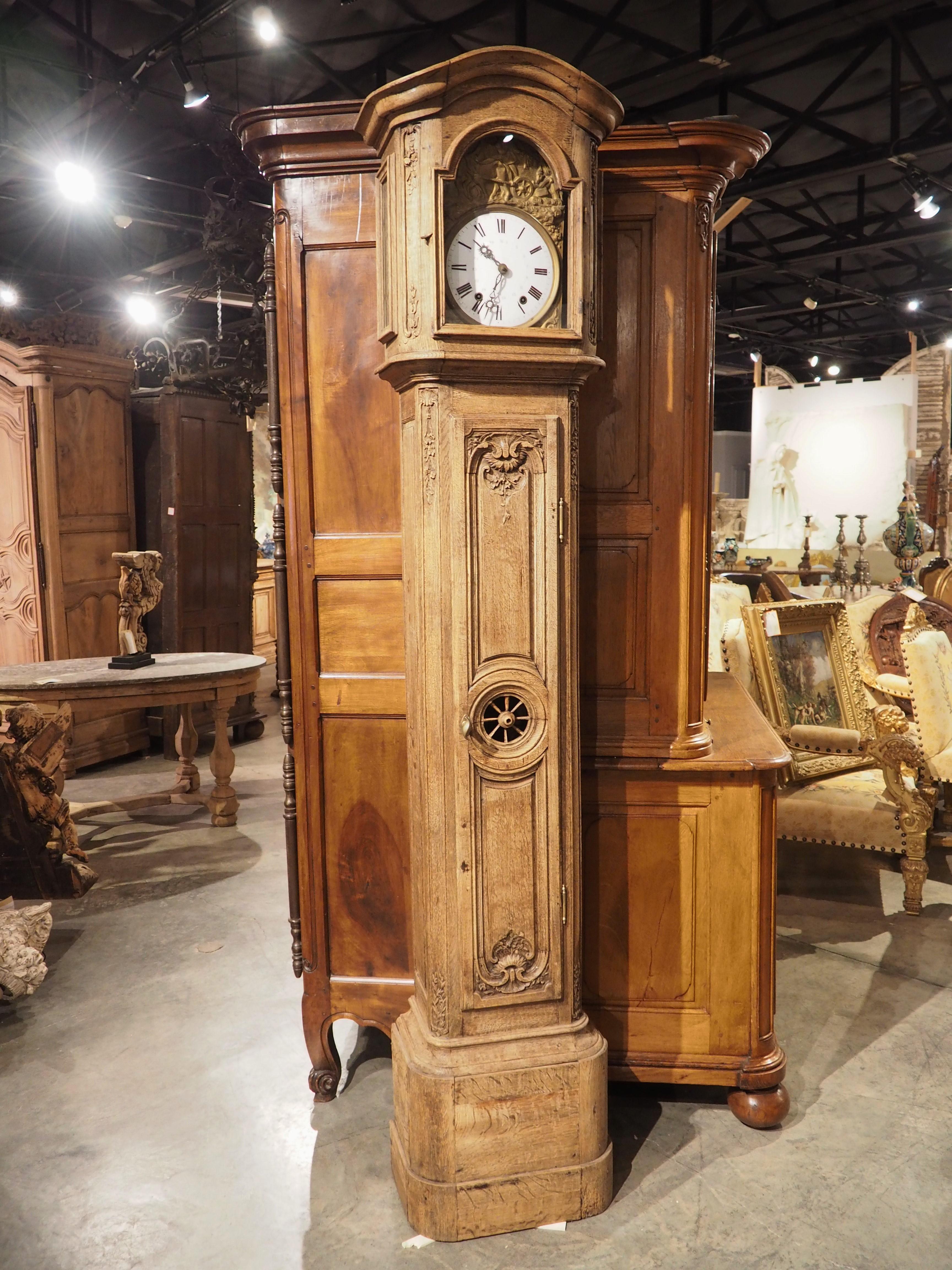 Horloge de parquet en chêne blanchi vers 1870, Liege, Belgique 10