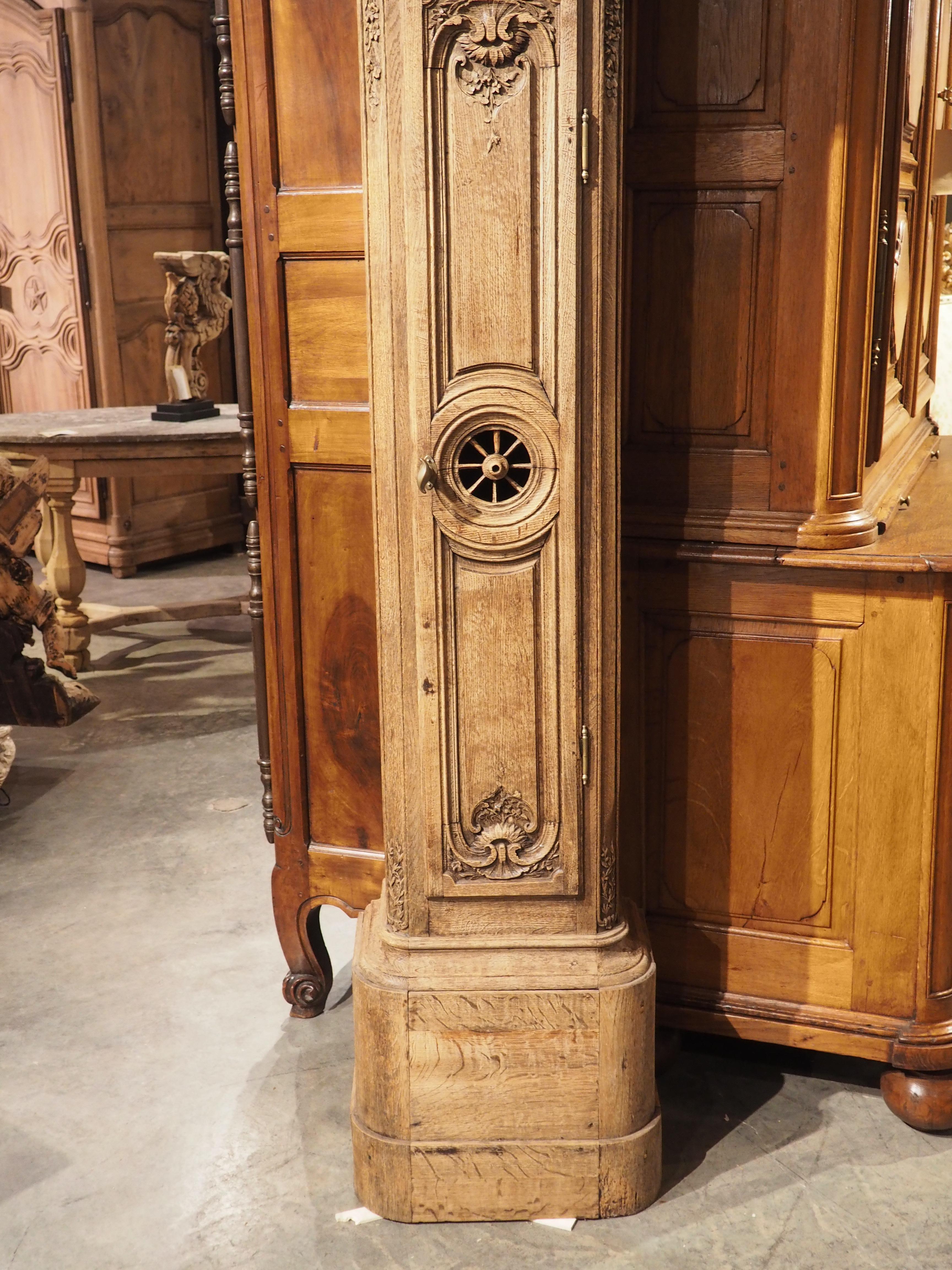 Bleached Oak Horloge De Parquet Clock Case from Liege, Belgium, circa 1870 10