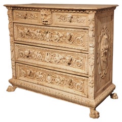 Circa 1870 Bleached Walnut Renaissance Style Commode from Florence, Italy