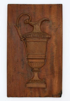 Circa 1870 Carved Classical Bas Relief Urn on Panel
