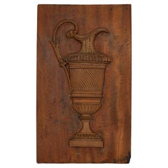 Circa 1870 Carved Classical Bas Relief Urn on Panel
