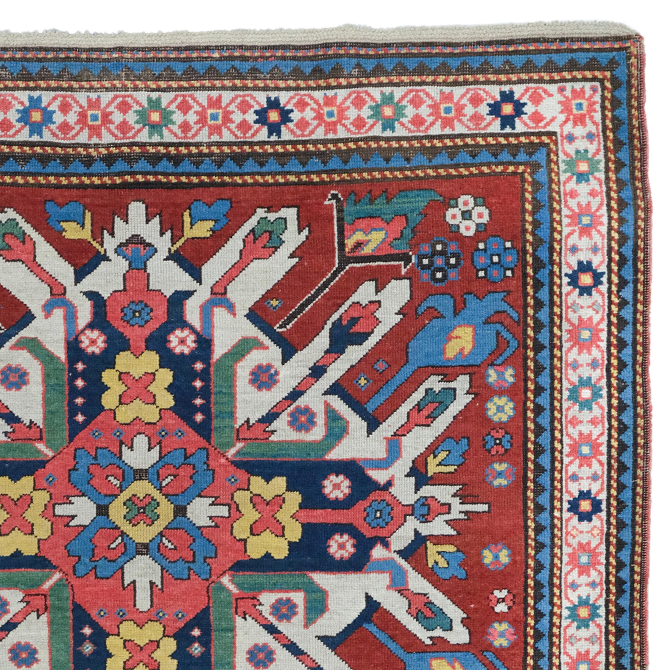 Tapis Aigle du Caucase Circa 1870 - Tapis ancien du Caucase, Tapis de laine Bon état - En vente à Sultanahmet, 34