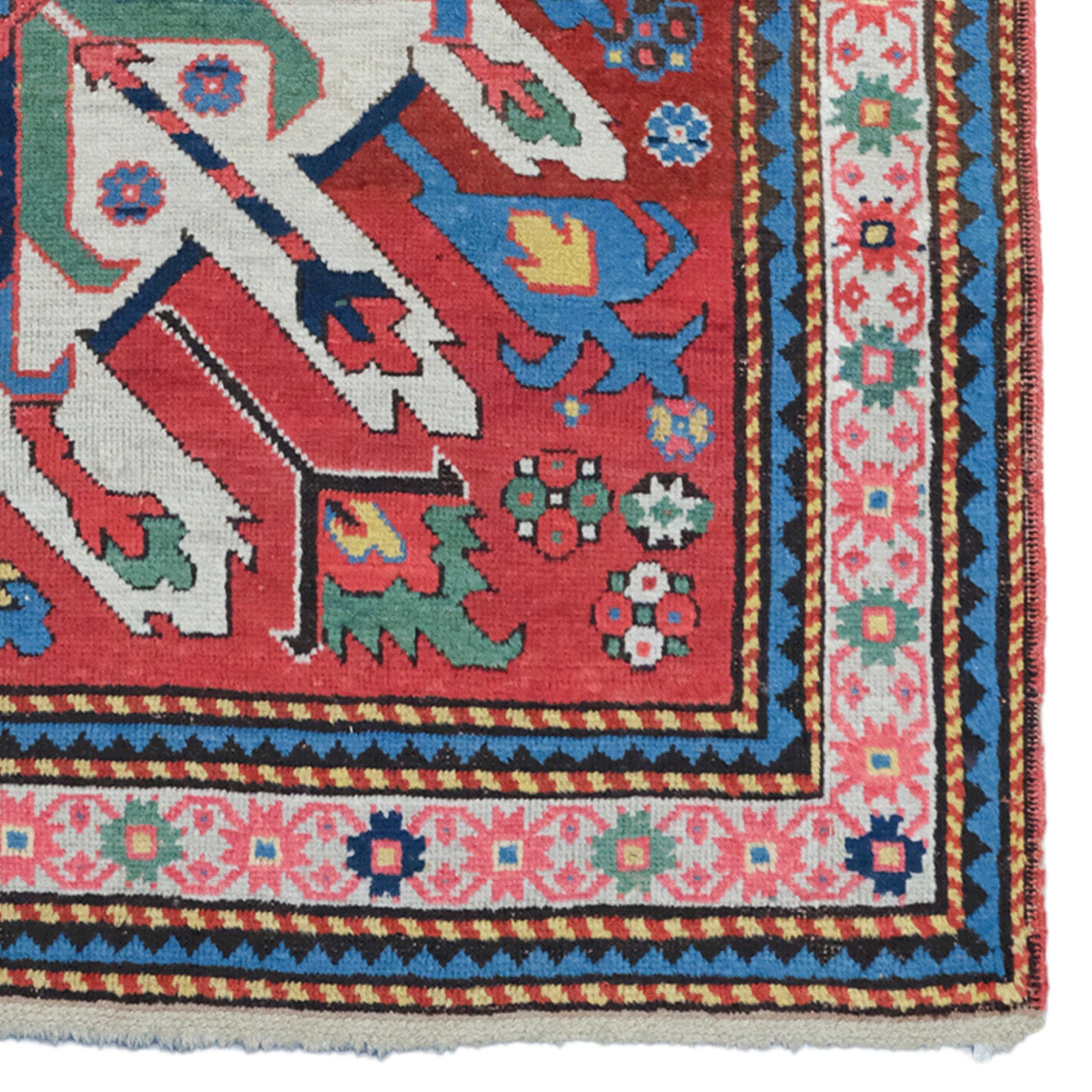 XIXe siècle Tapis Aigle du Caucase Circa 1870 - Tapis ancien du Caucase, Tapis de laine en vente