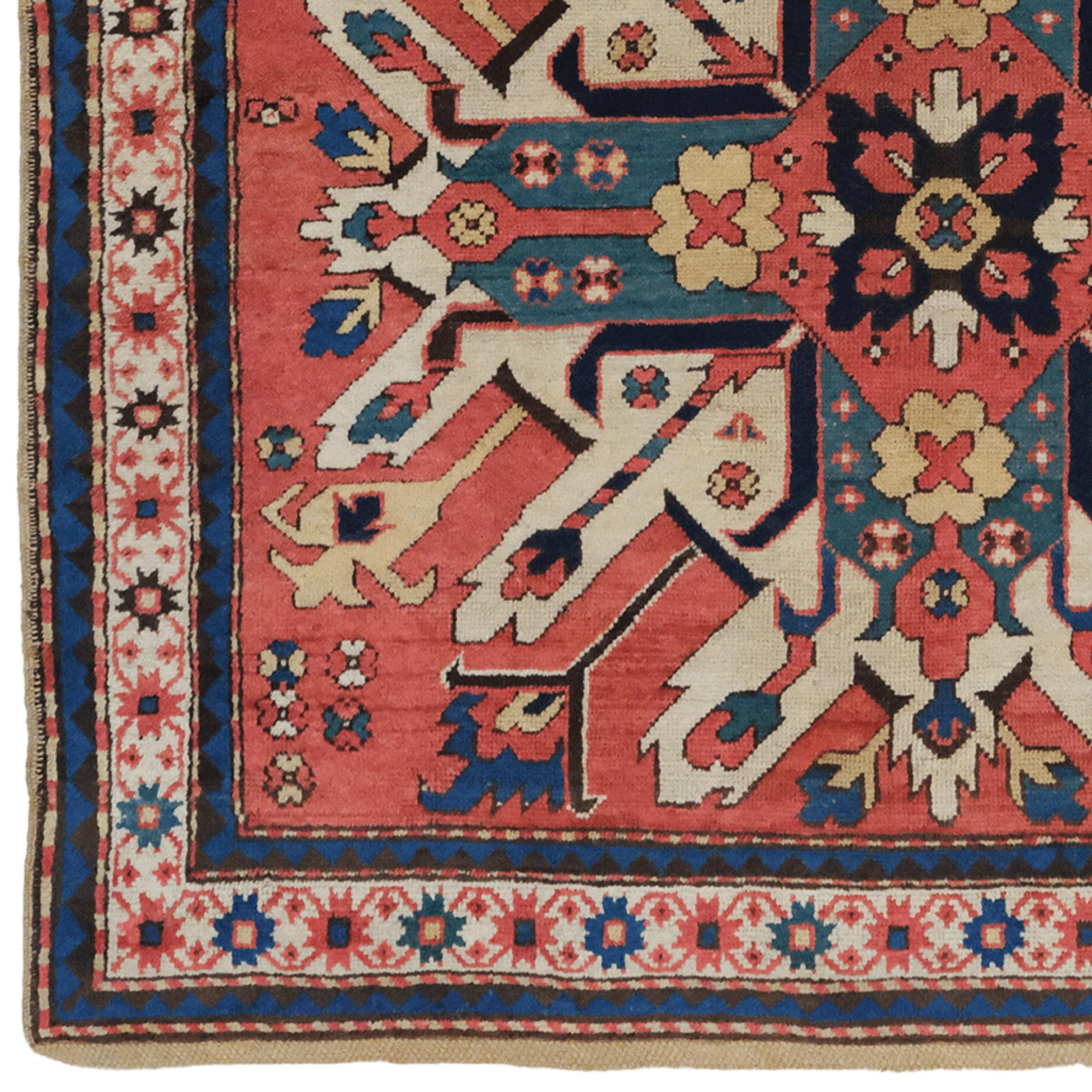 Dear customer, this 1870 Caucasian Eagle Adler rug we offer you represents a rich cultural heritage stretching from the past to the present.

This rug is a unique example reflecting the traditional motifs and patterns of the Caucasus region. It is