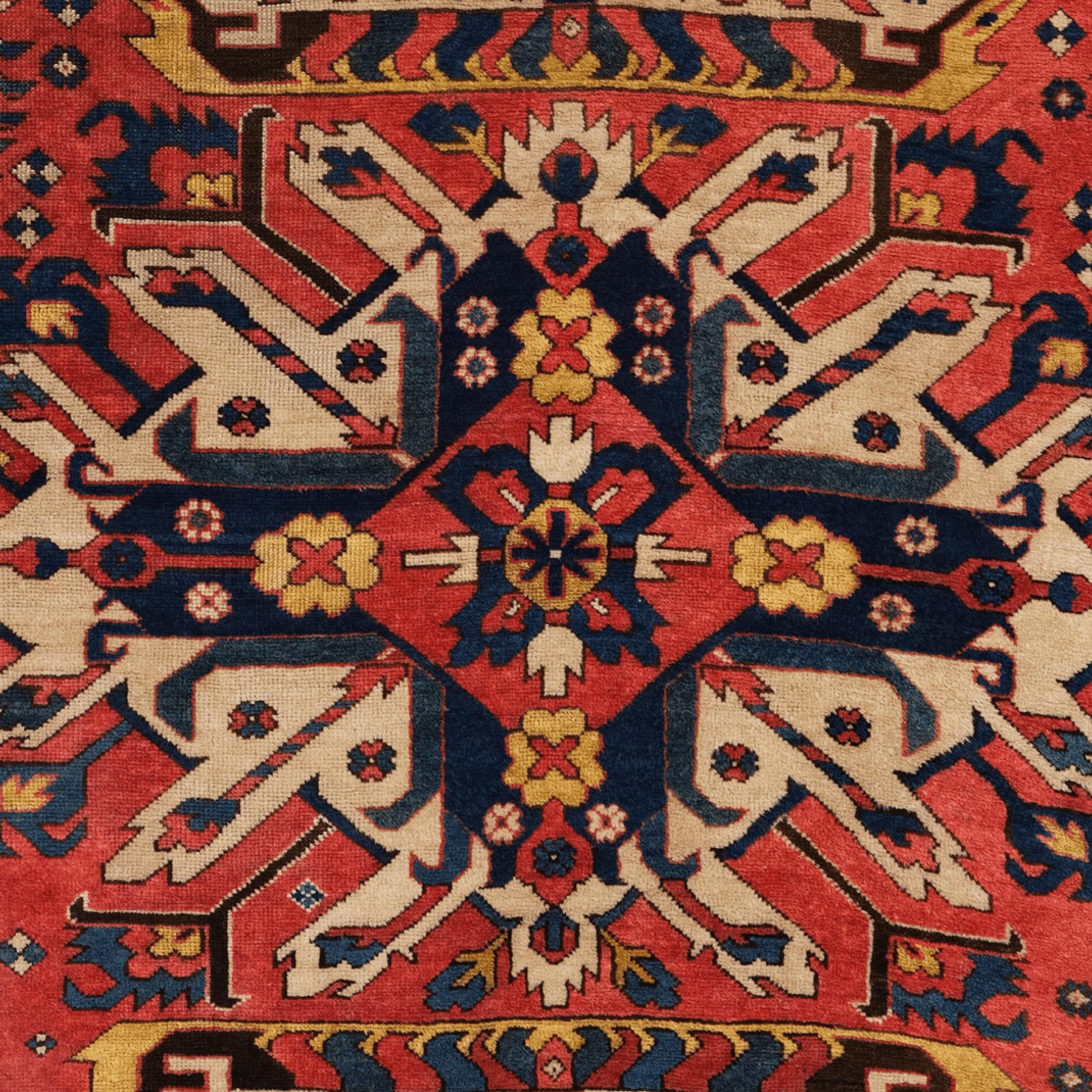 Hand-Knotted Circa 1870 Caucasian Eagle Rug For Sale