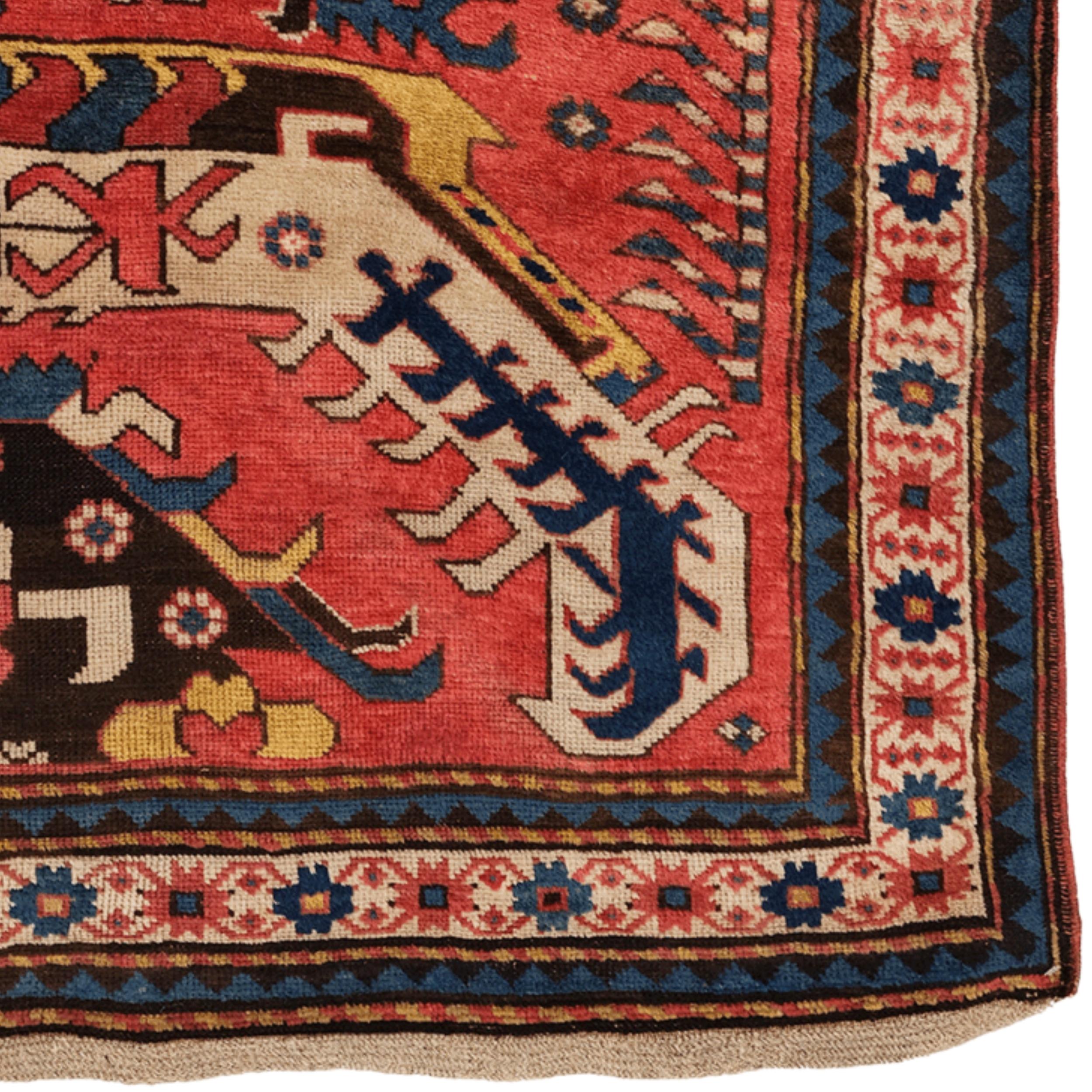19th Century Circa 1870 Caucasian Eagle Rug For Sale